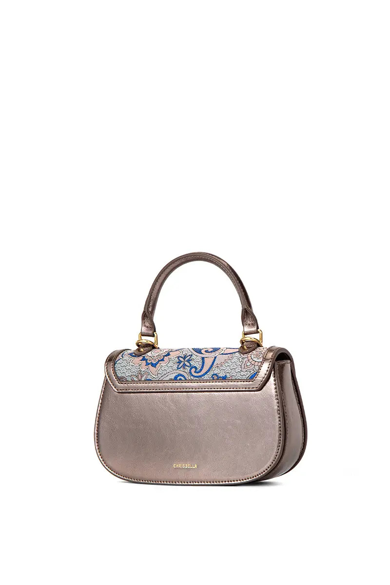 CHRISBELLA Embroidered Bamboo Handle Bag