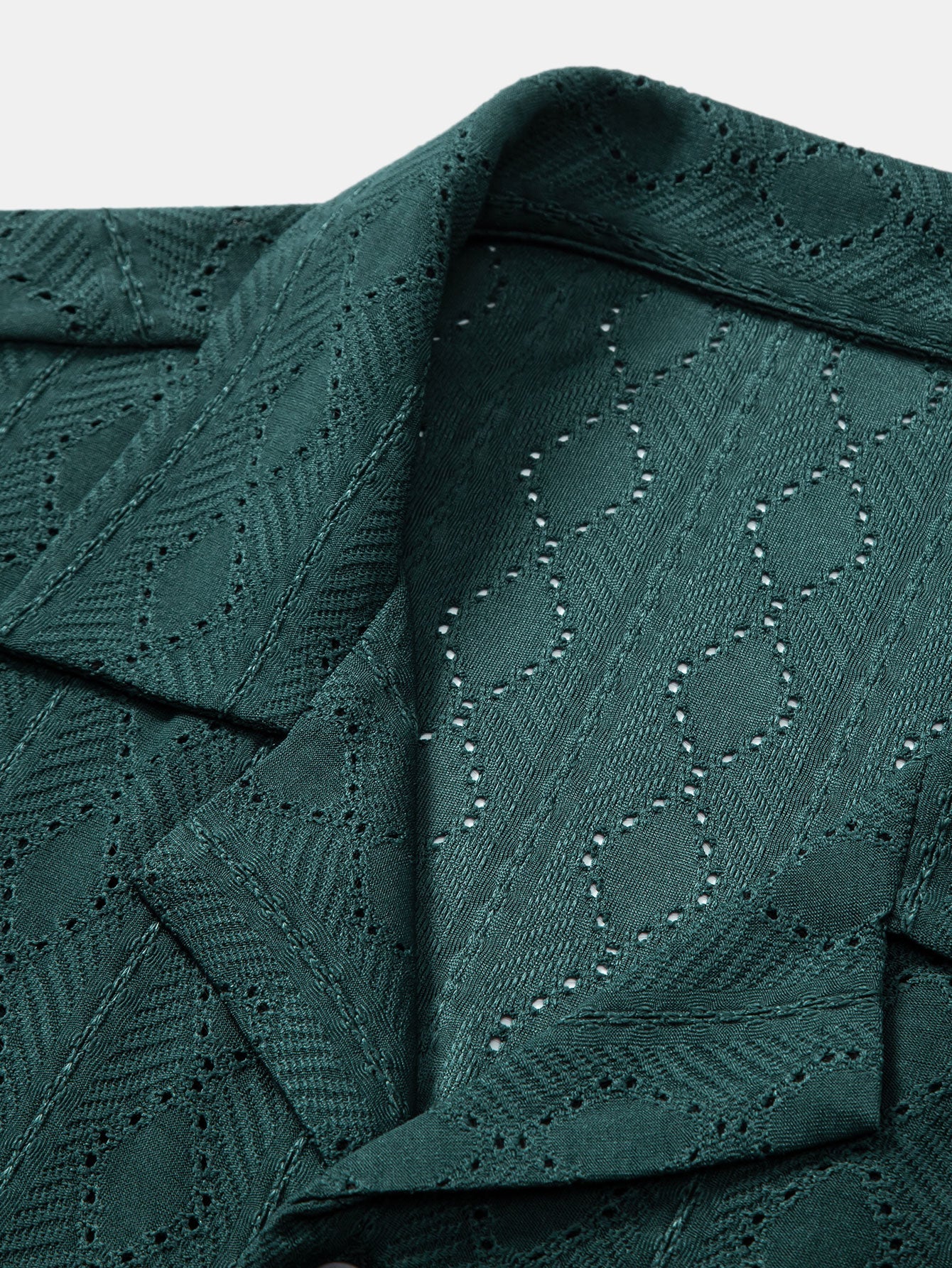 Muscle Fit Diamond Texture Cuban Shirt