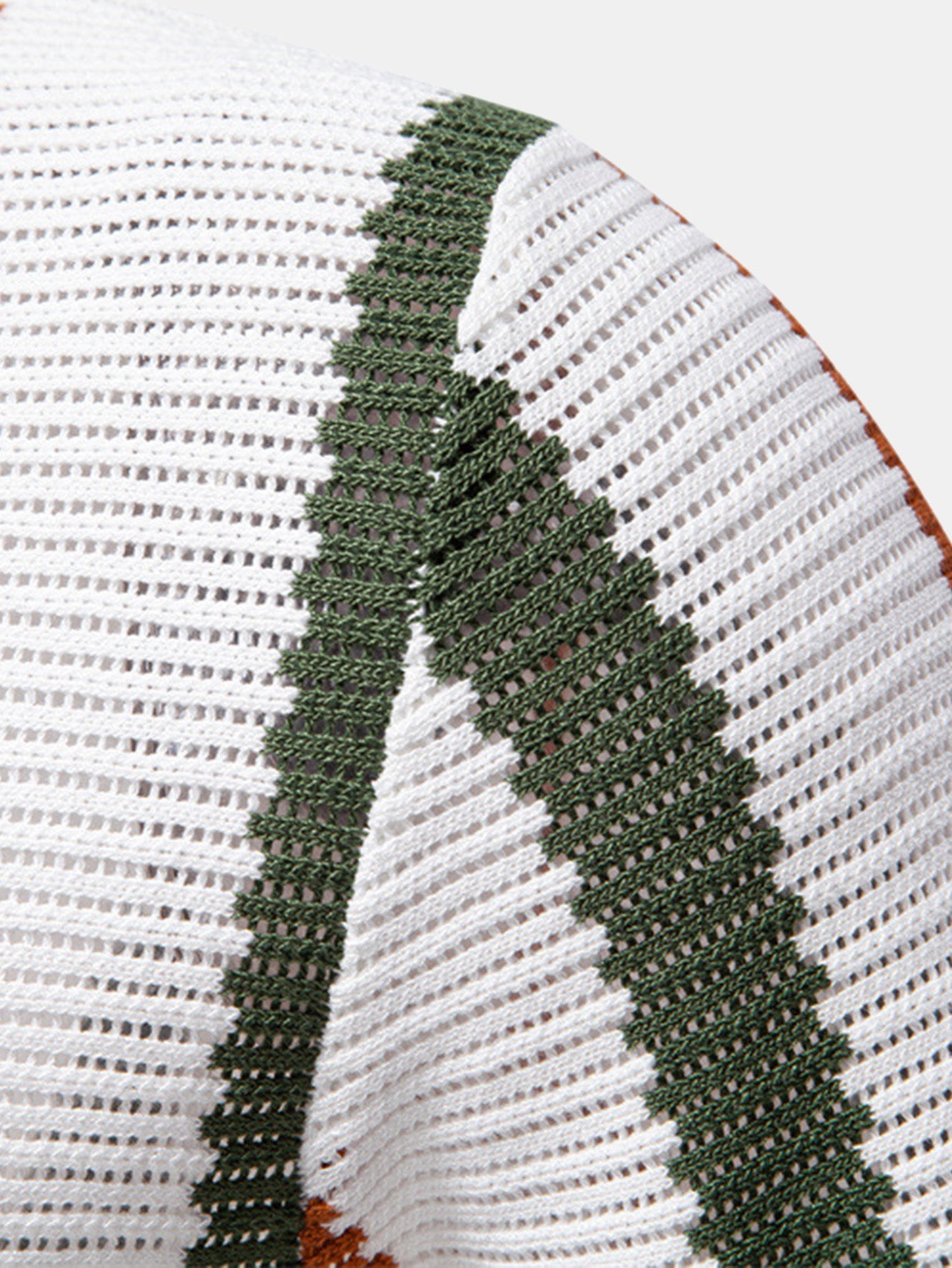 Stripe Knit V Neck Polo Shirt