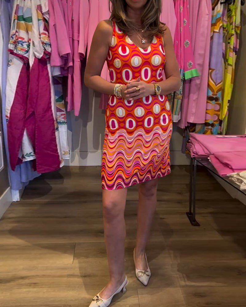 Halterneck printed pattern dress