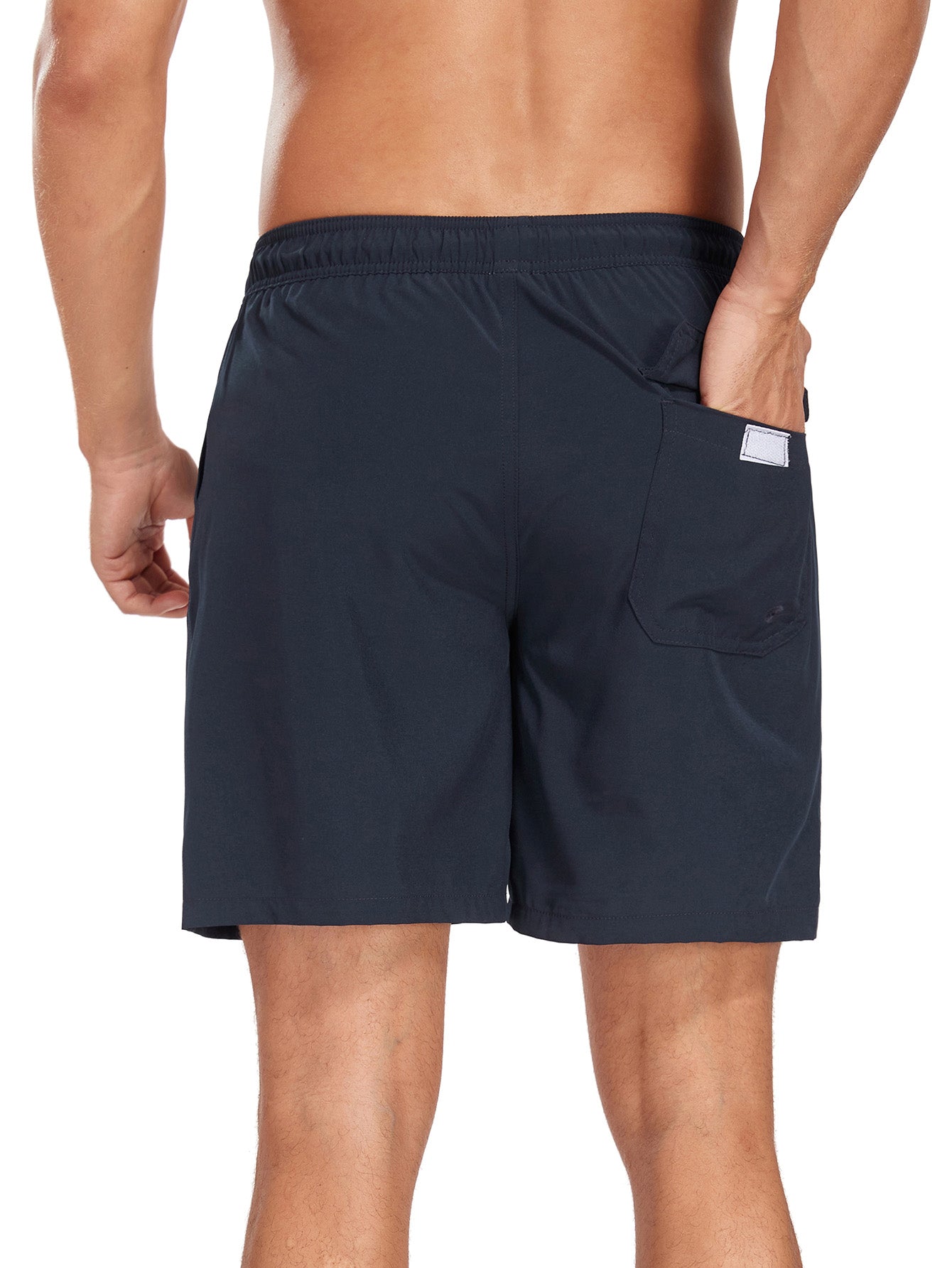 2 In 1 Solid Color Drawstring Swim Shorts