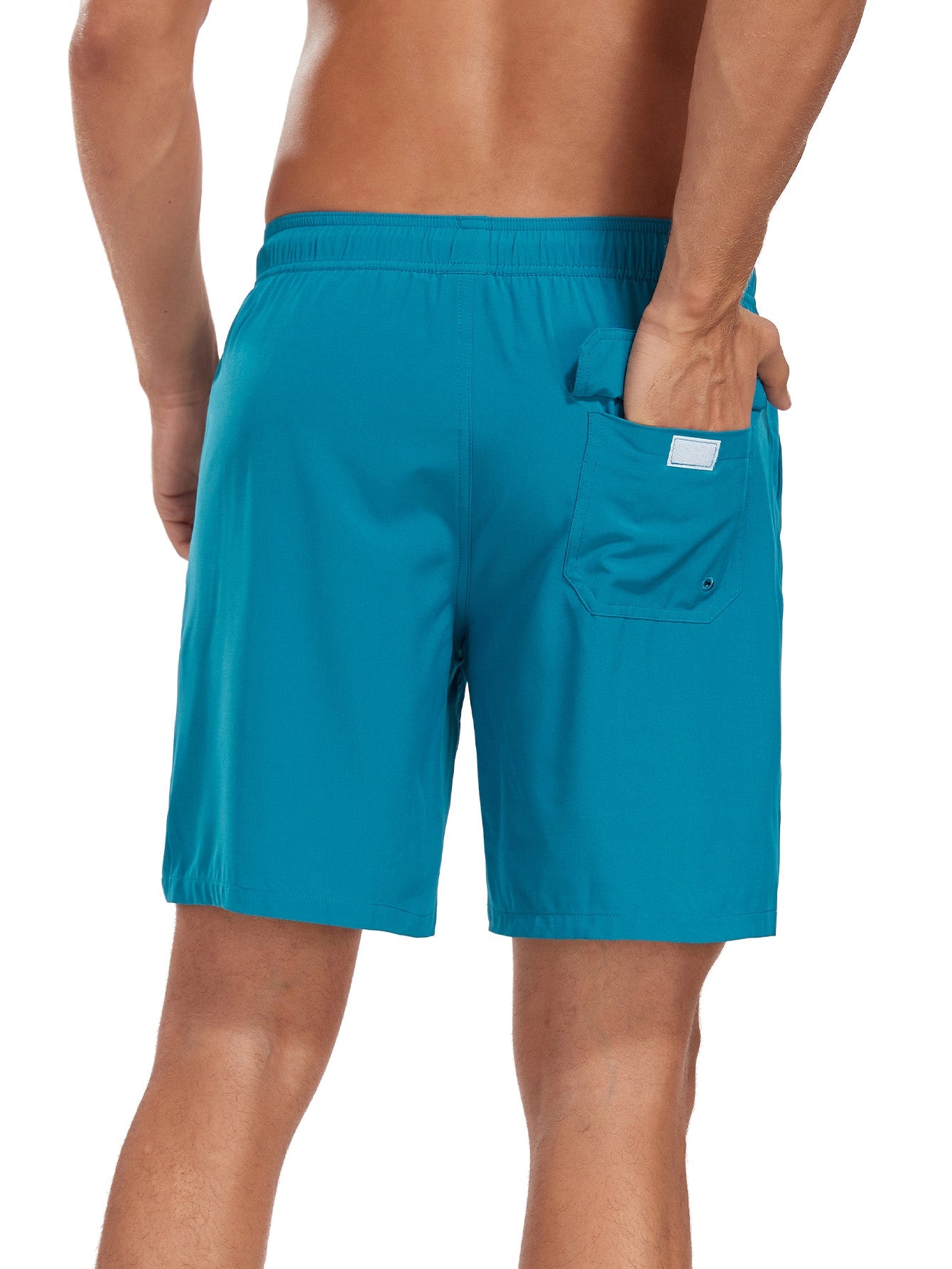2 In 1 Solid Color Drawstring Swim Shorts