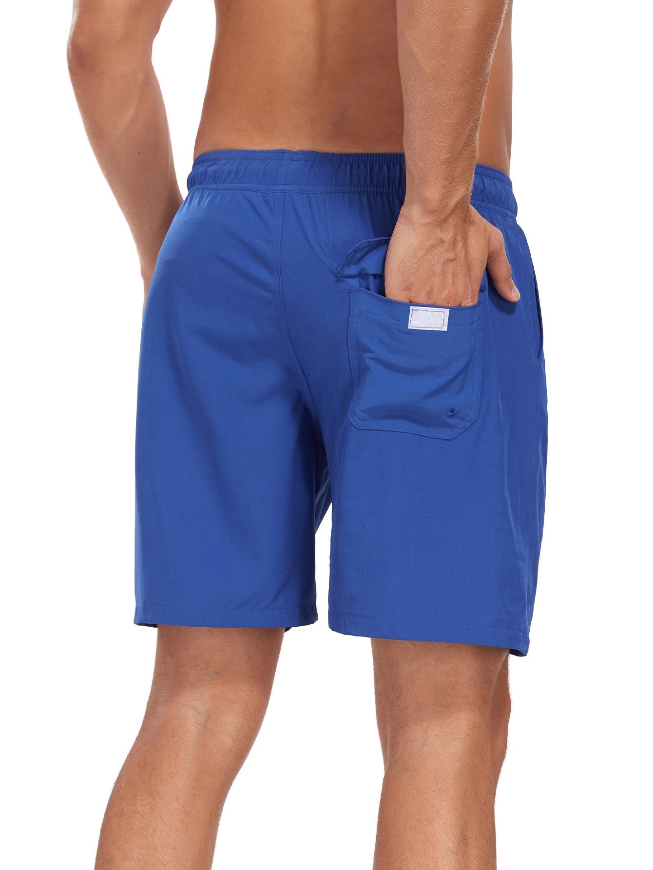 2 In 1 Solid Color Drawstring Swim Shorts