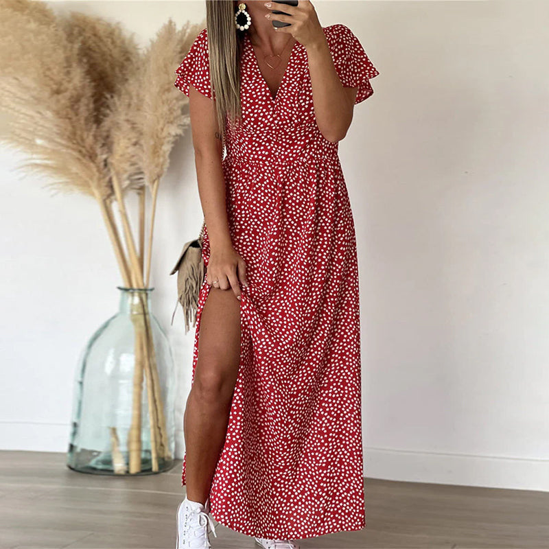 Printd v-neck maxi dress