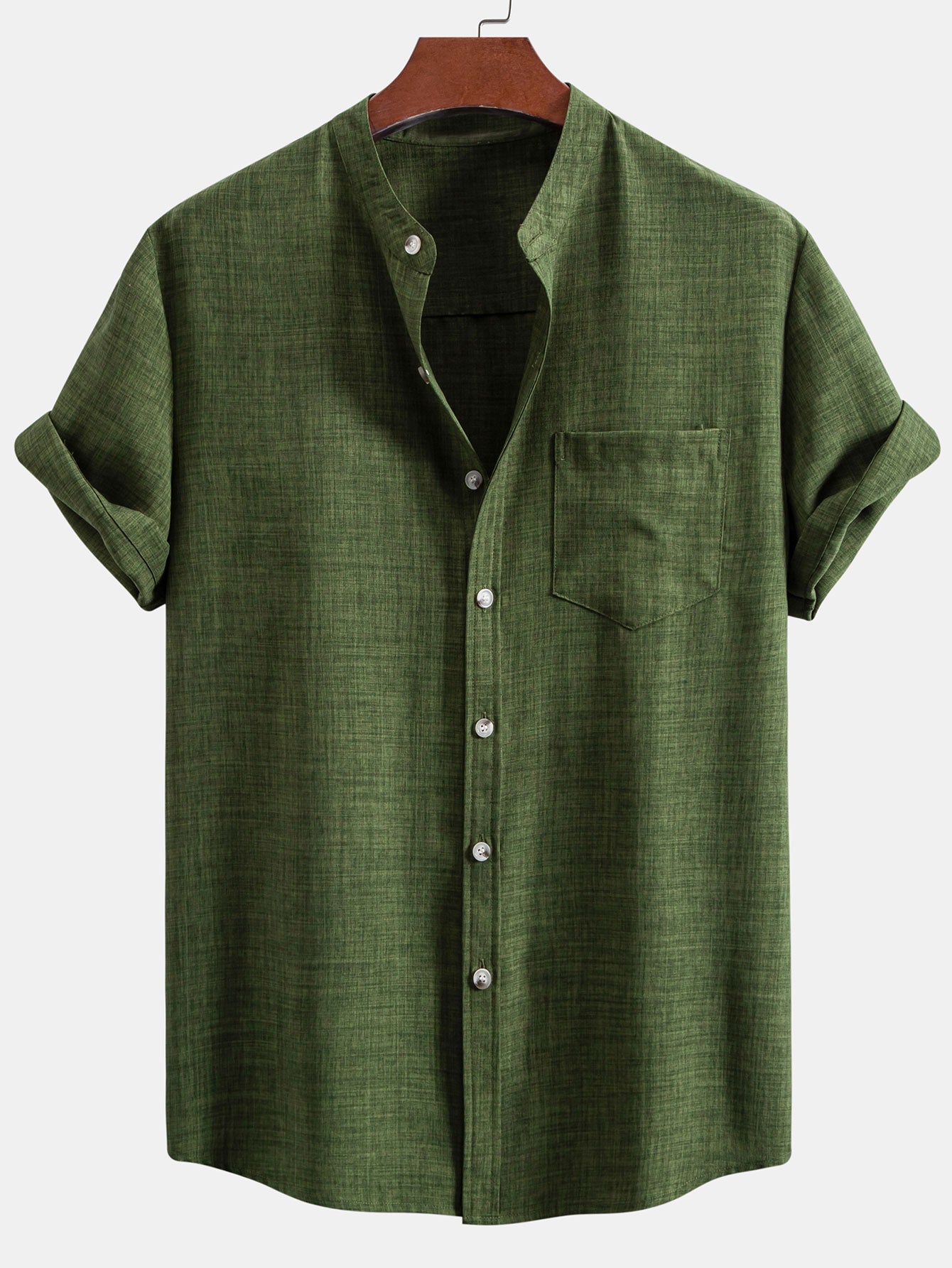 Short Sleeve Stand Collar Shirt