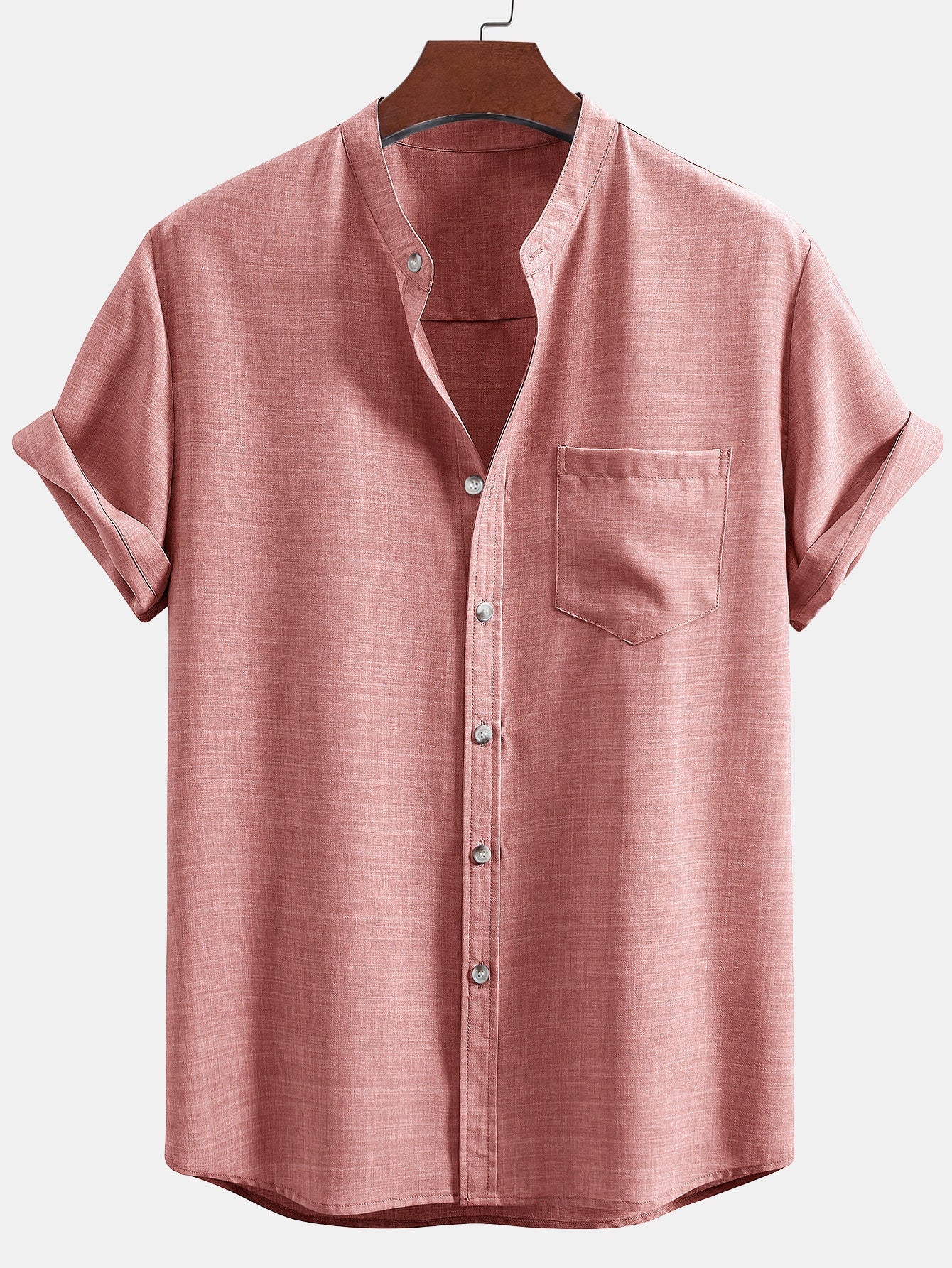 Short Sleeve Stand Collar Shirt