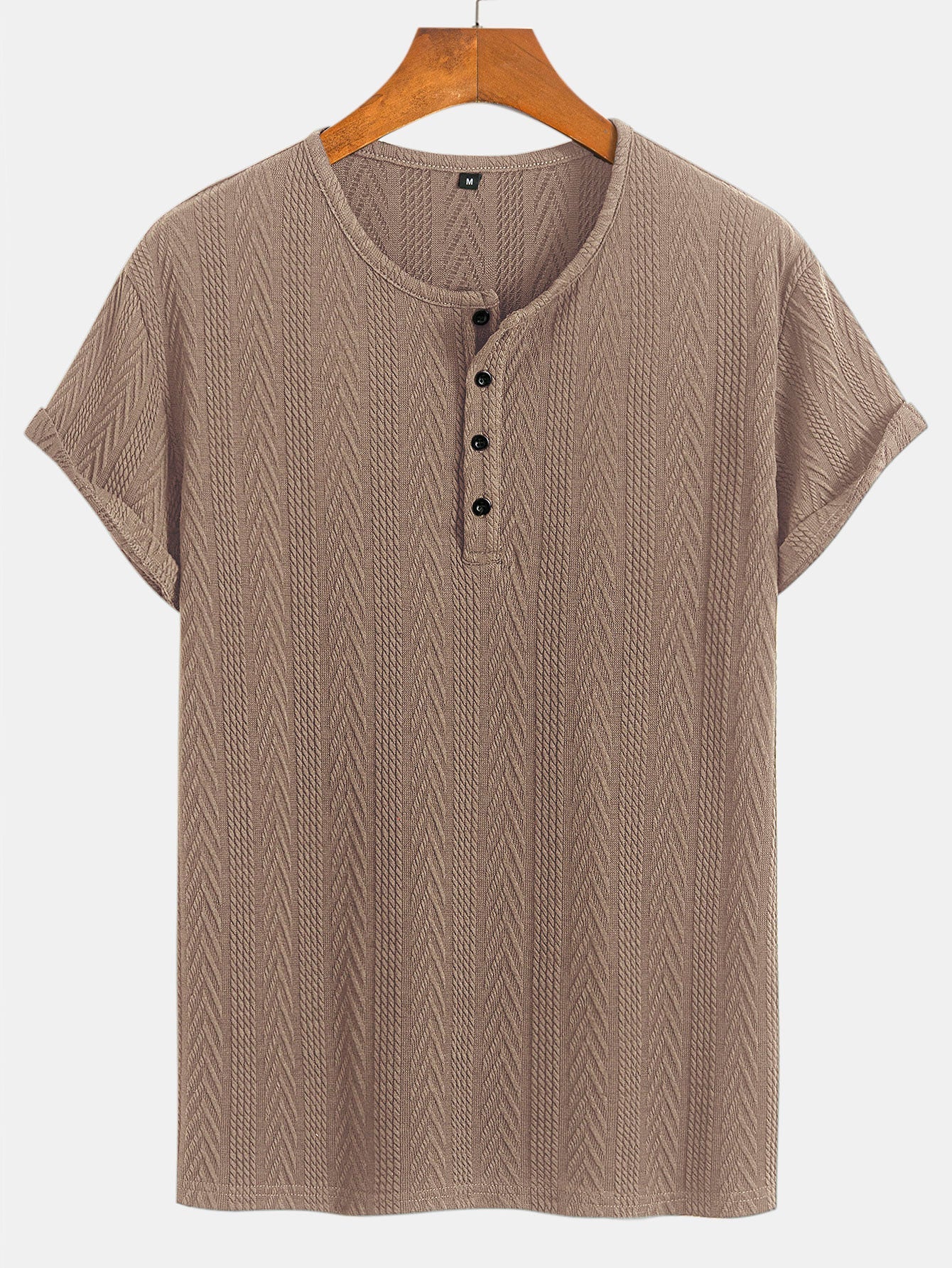 Short Sleeve Jacquard Half Open Collar T-Shirt