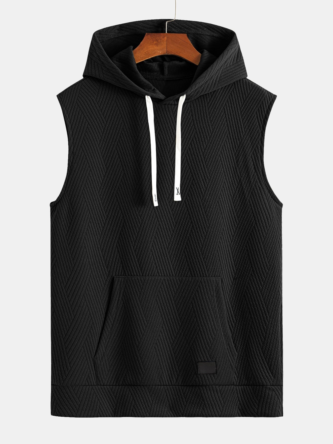 Striped Jacquard Sleeveless Hooded T-Shirt & Shorts