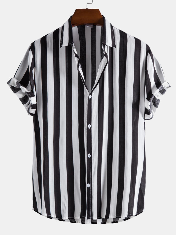 Wide Stripes Stand Shirts
