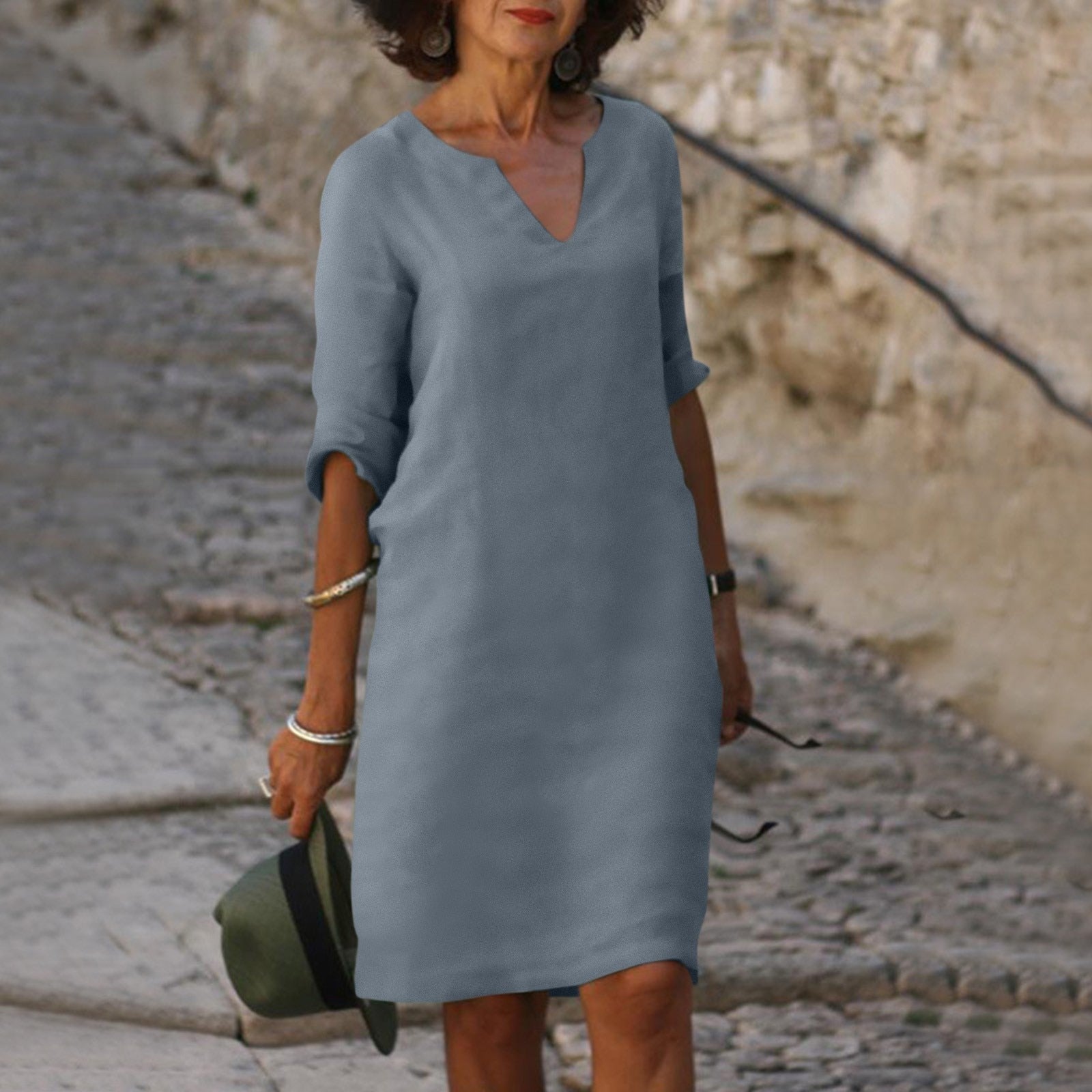 The Elira V-Neck Linen Dress