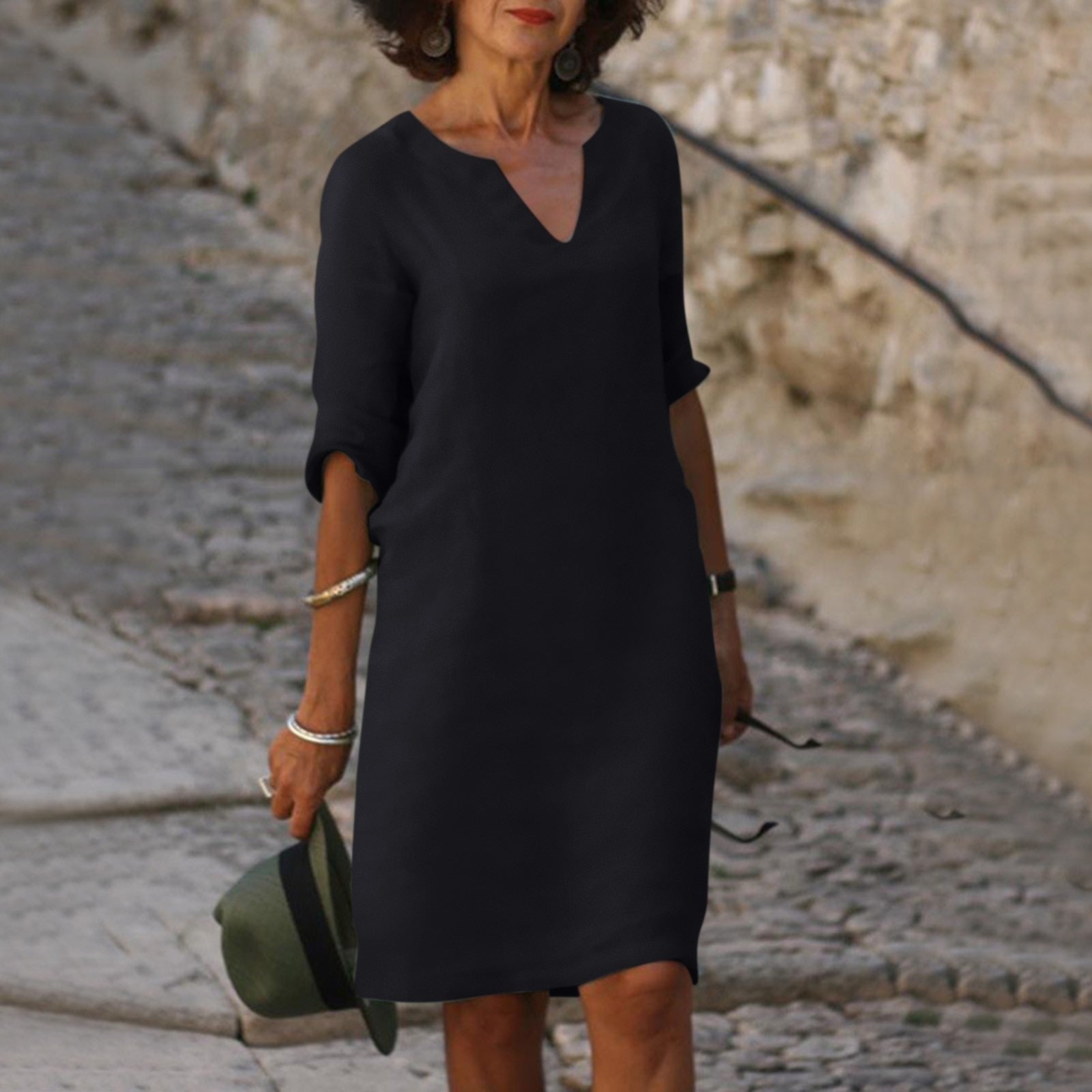 The Elira V-Neck Linen Dress