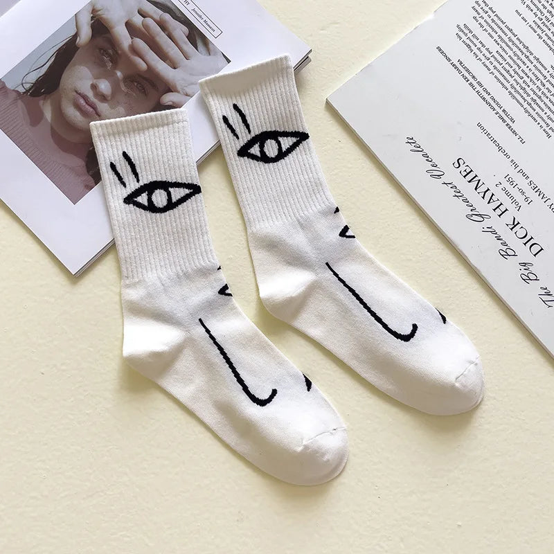 Staring Faces - Abstract Line Art Socks