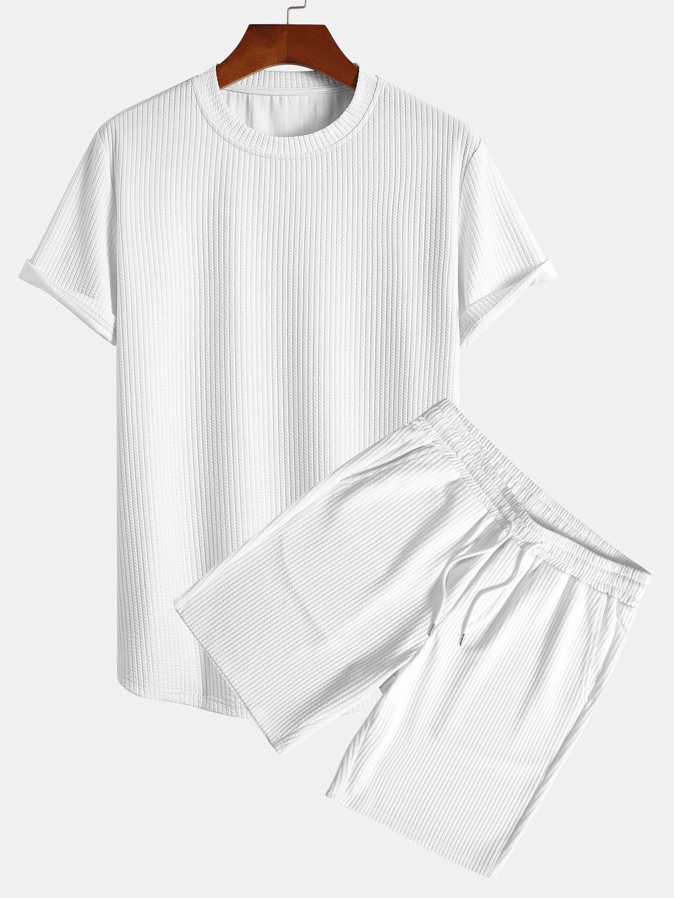 Muscle Fit Ribbed Arc Hem T-Shirt & Shorts