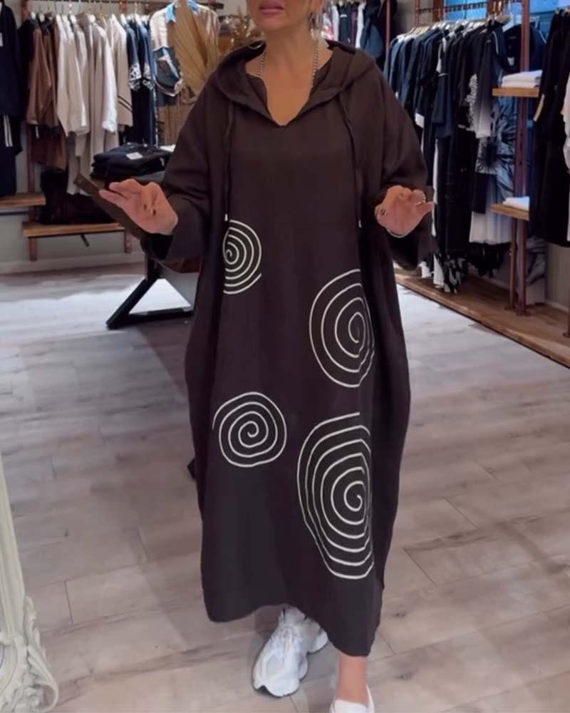Hooded Long Sleeve Loose Dress