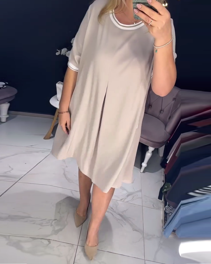 Casual Elegant Round Neck Pocket Dress