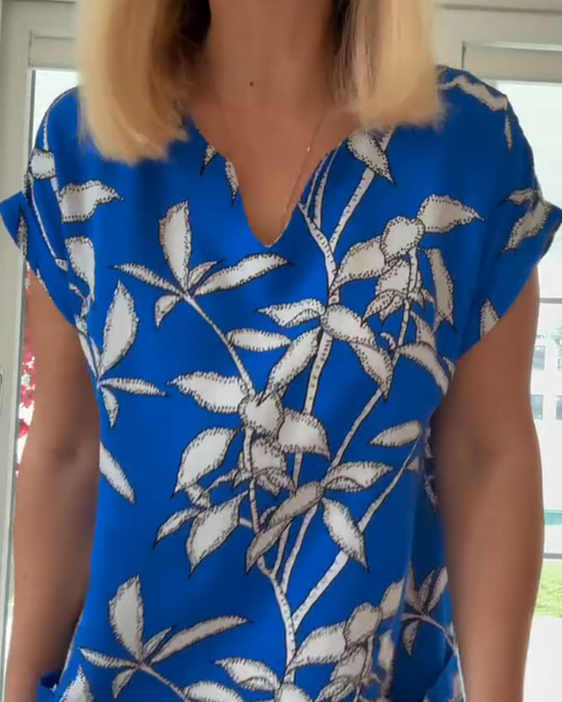 Printed Short Sleeve Pocket Dress
