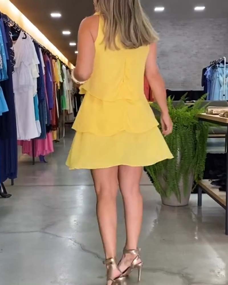 Sleeveless double layer ruffle dress