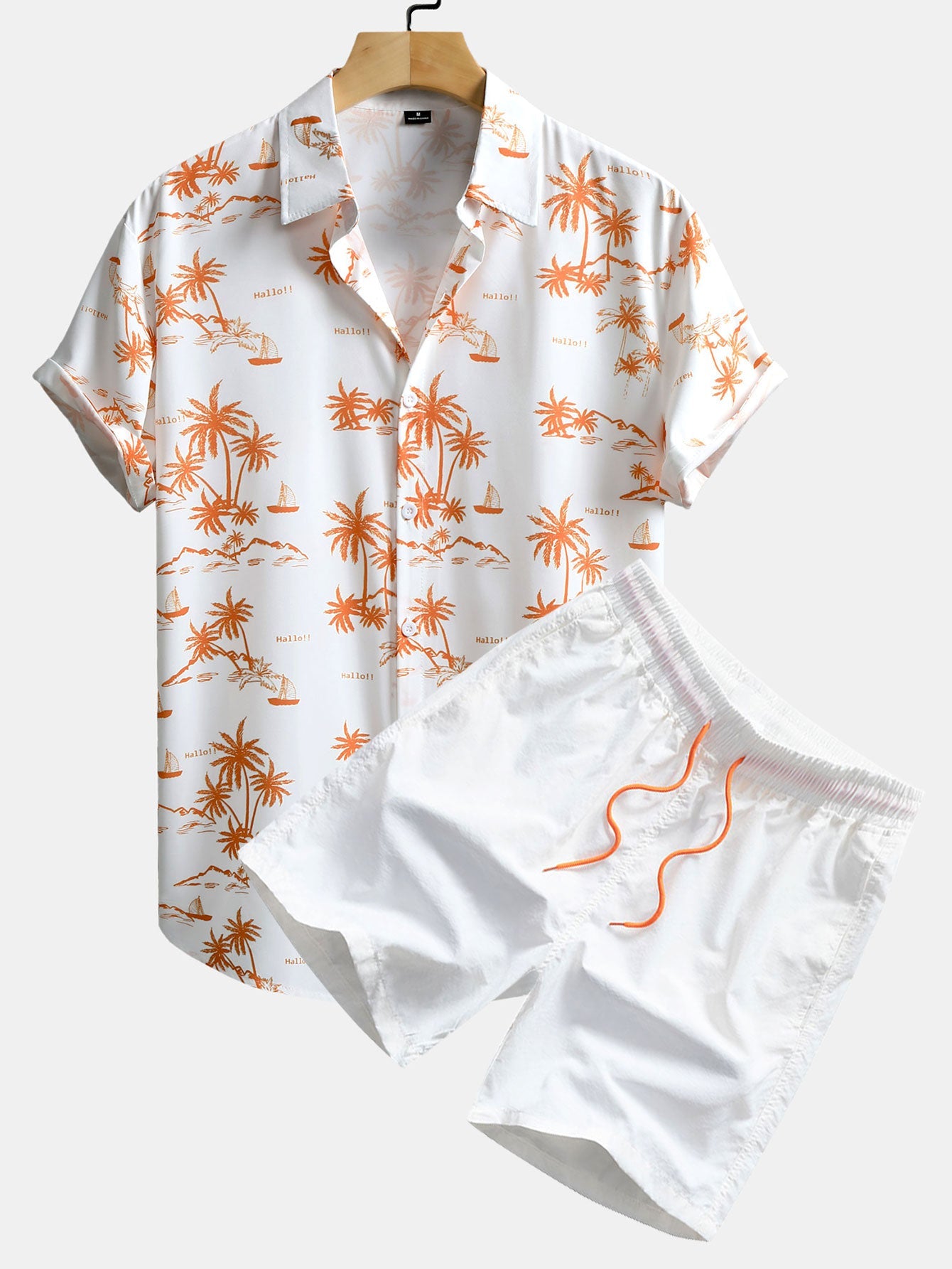 Palm Tree Print Button Up Shirt & Swim Shorts