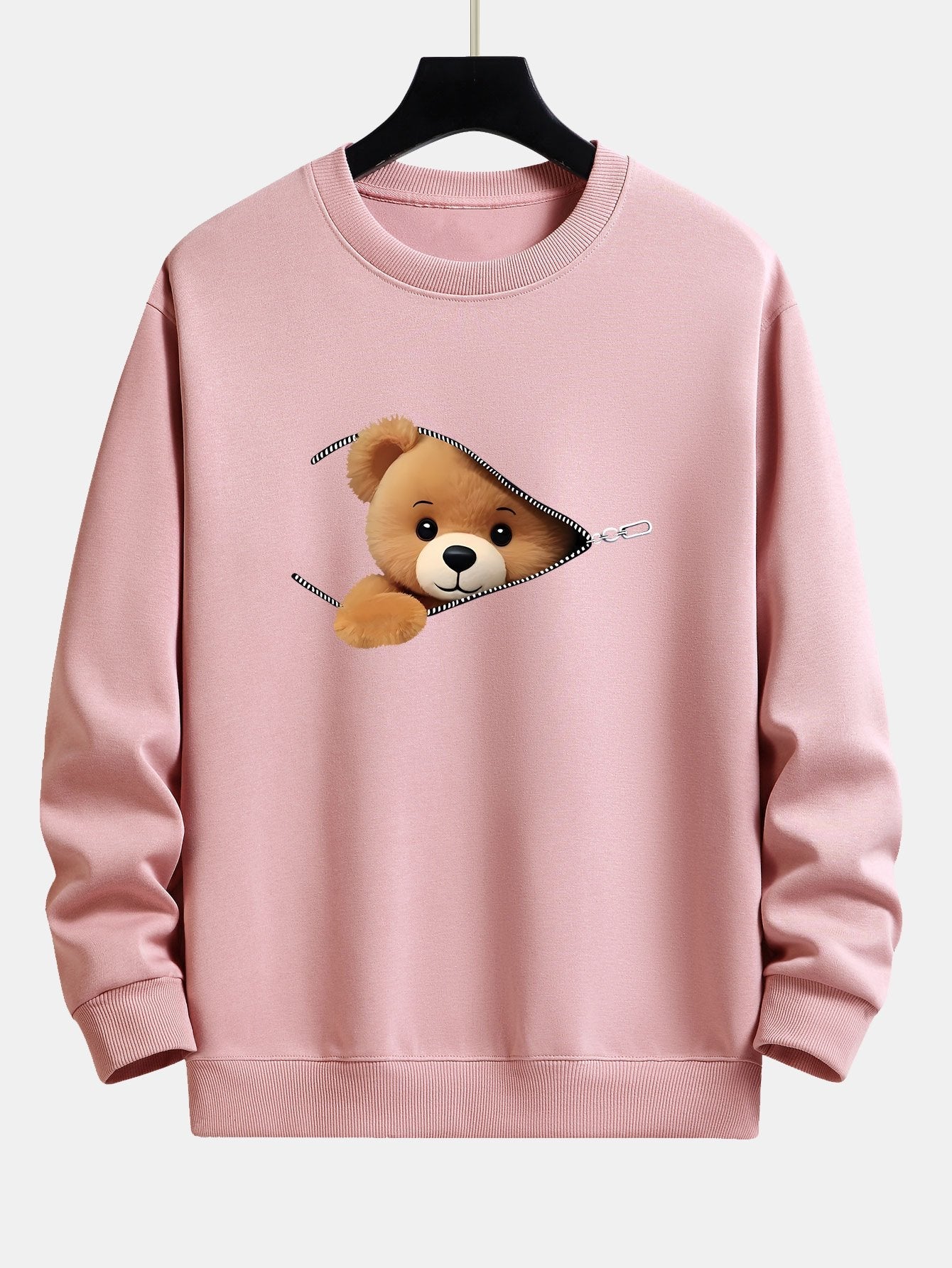 Zipper Bear Print Relax Fit Sweatshirt