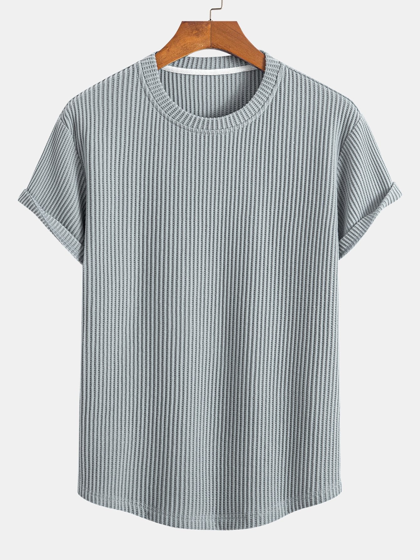 Knitted Waffle Arc Hem T-Shirt