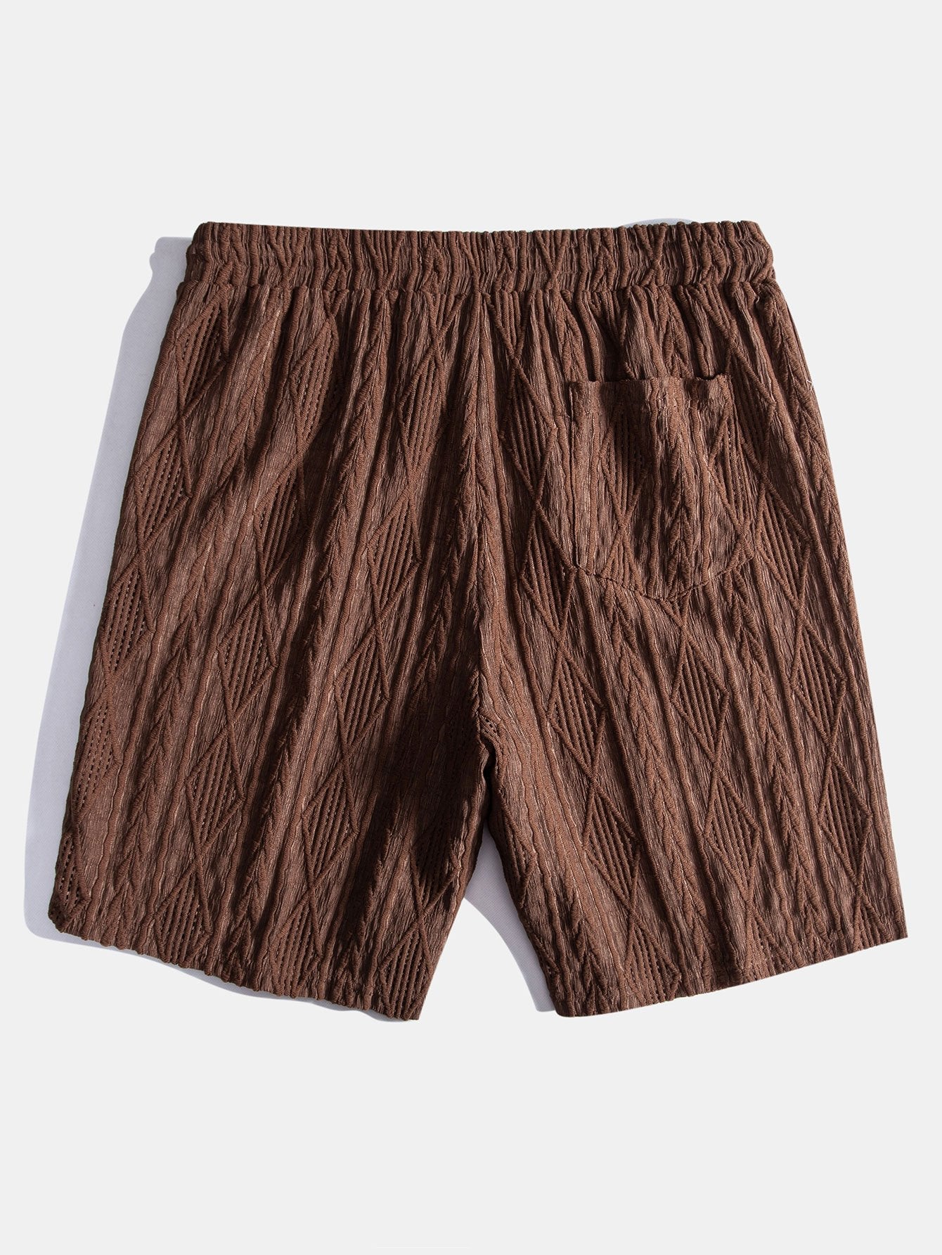 Geometric Jacquard Eyelet Cuban Shirt & Textured Shorts With Lining