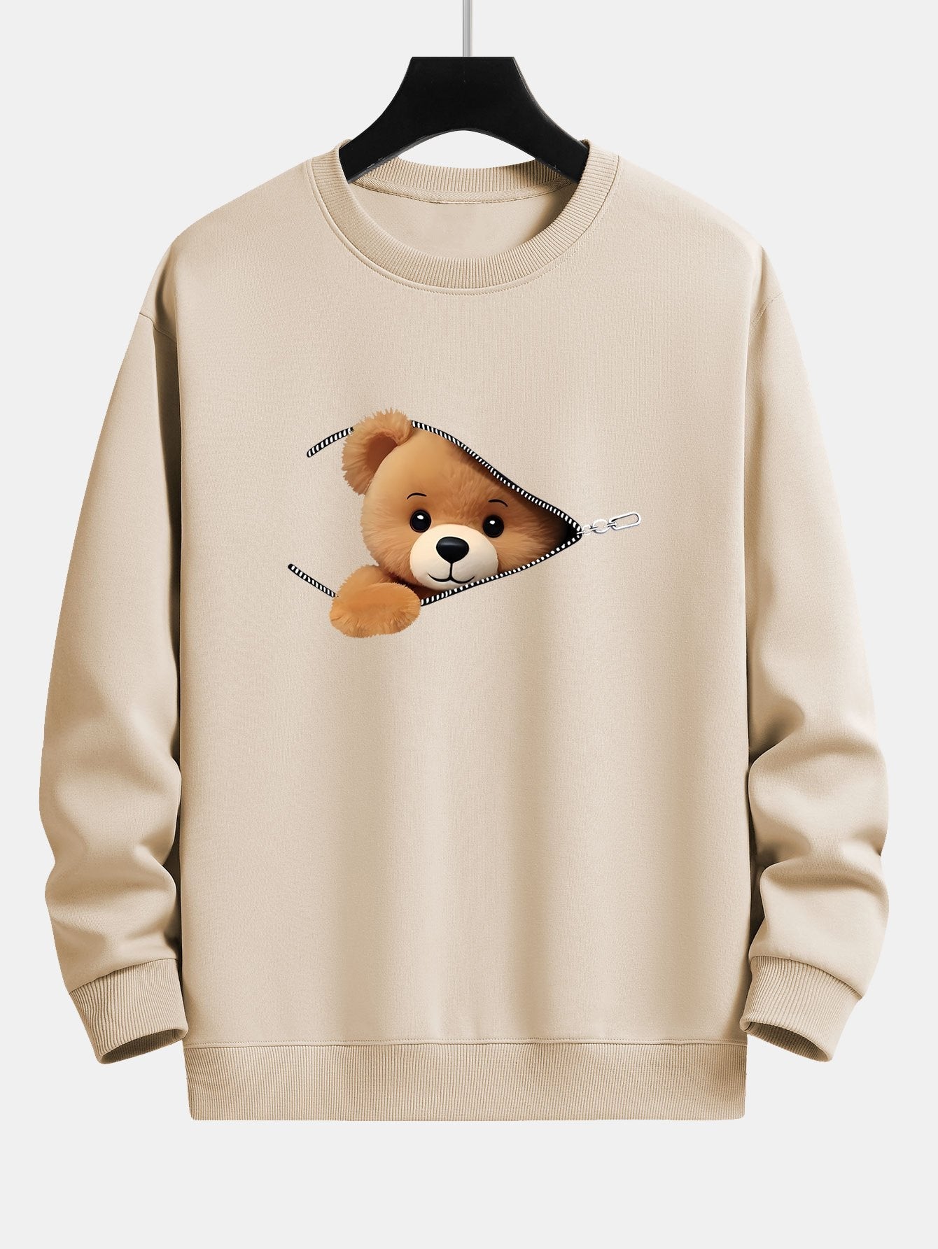 Zipper Bear Print Relax Fit Sweatshirt