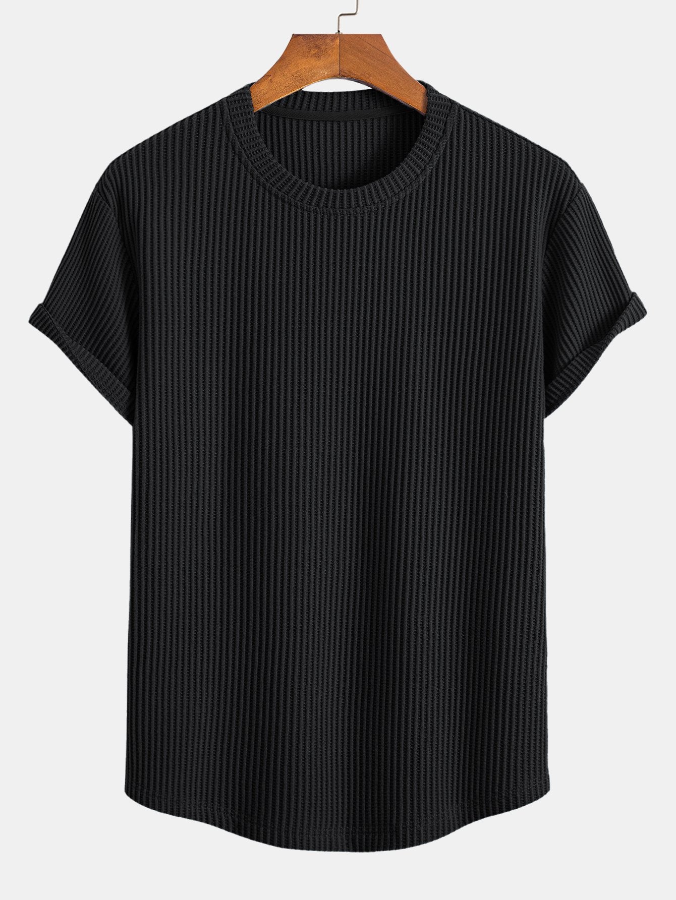 Knitted Waffle Arc Hem T-Shirt
