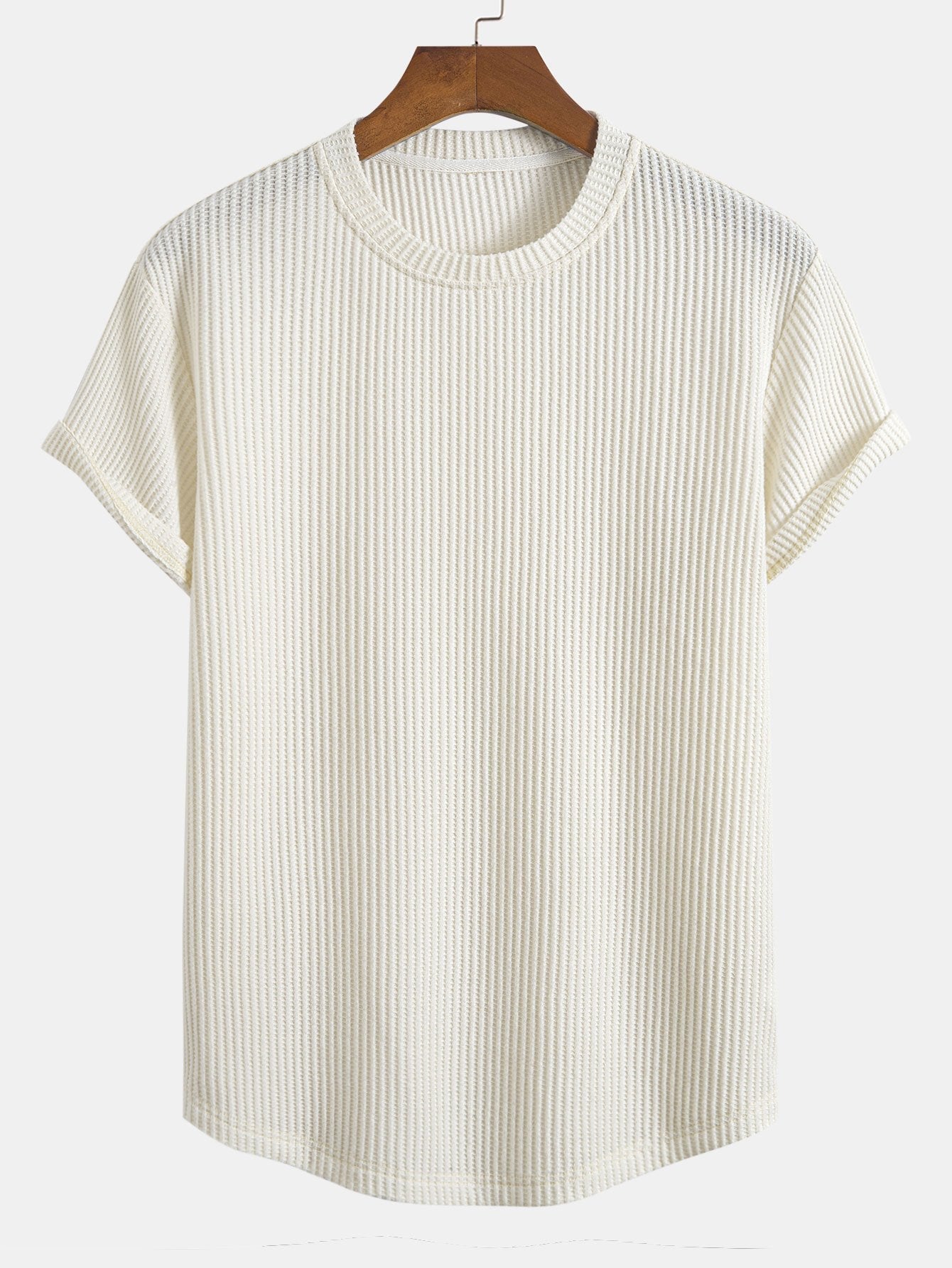 Knitted Waffle Arc Hem T-Shirt