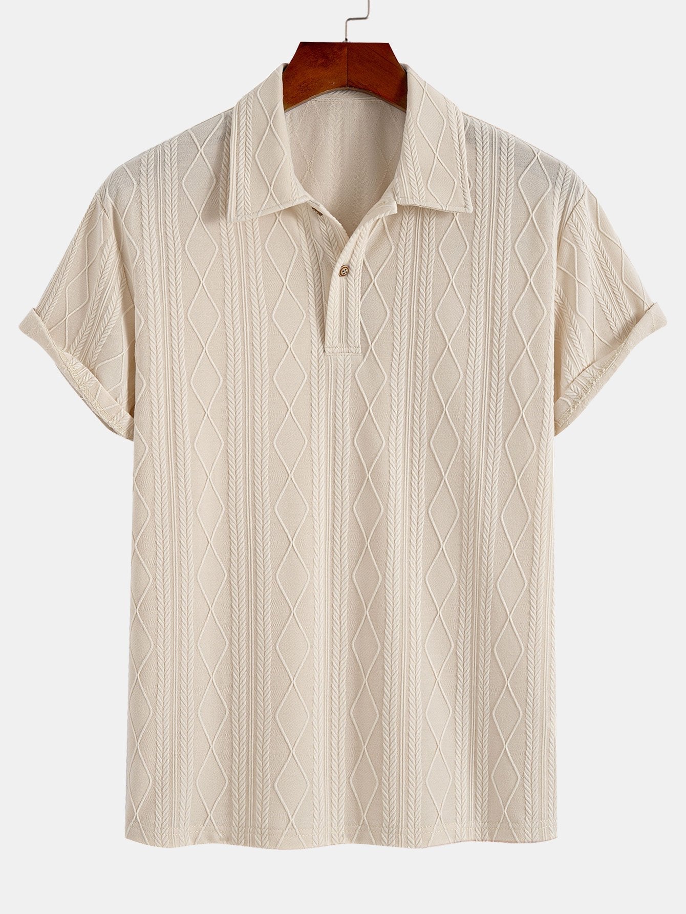 Knitted Geometric Rhombus Jacquard Polo