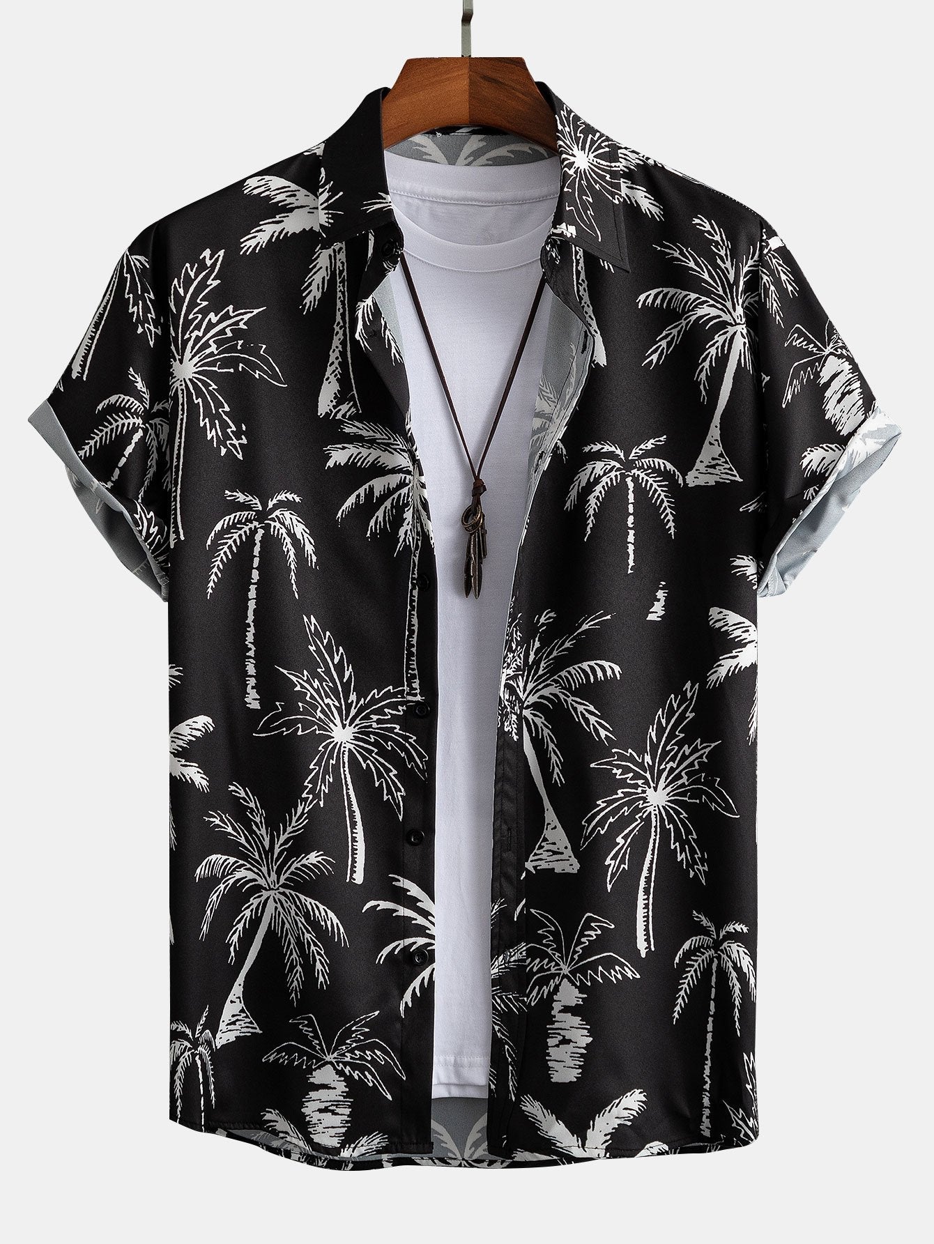 Palm Tree Print Button Up Shirt