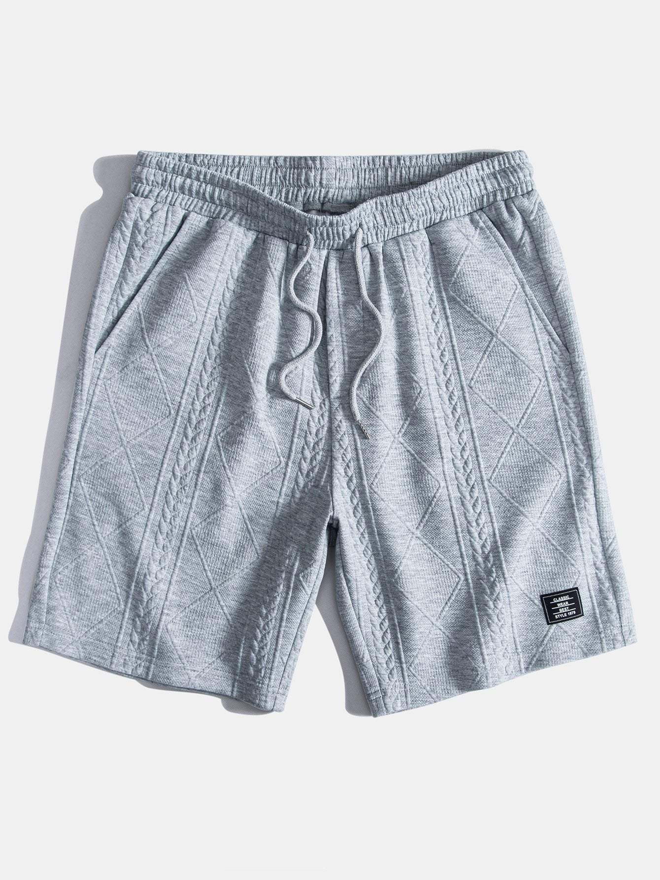 Geometric Jacquard Drawstring Shorts