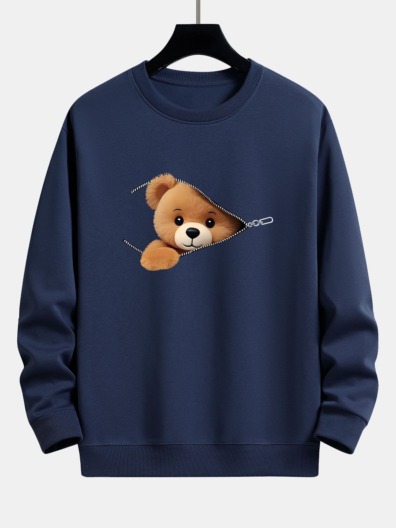 Zipper Bear Print Relax Fit Sweatshirt