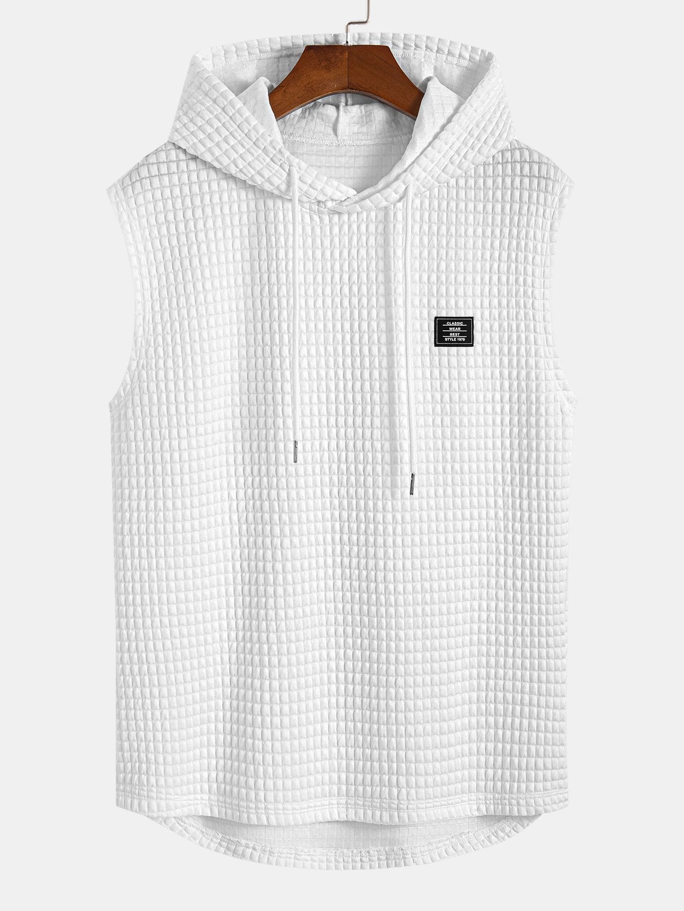 Sleeveless Waffle Hooded Vest