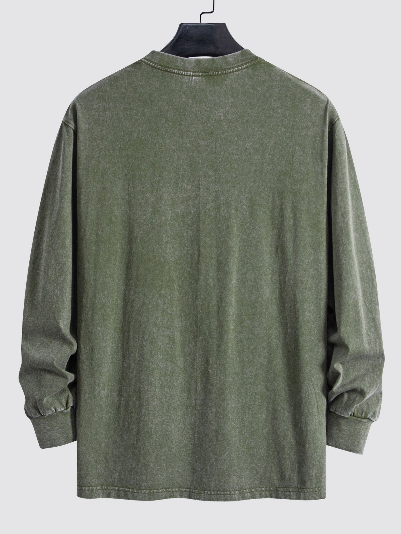 Relax Fit Long Sleeve Washed Distressed T-Shirt