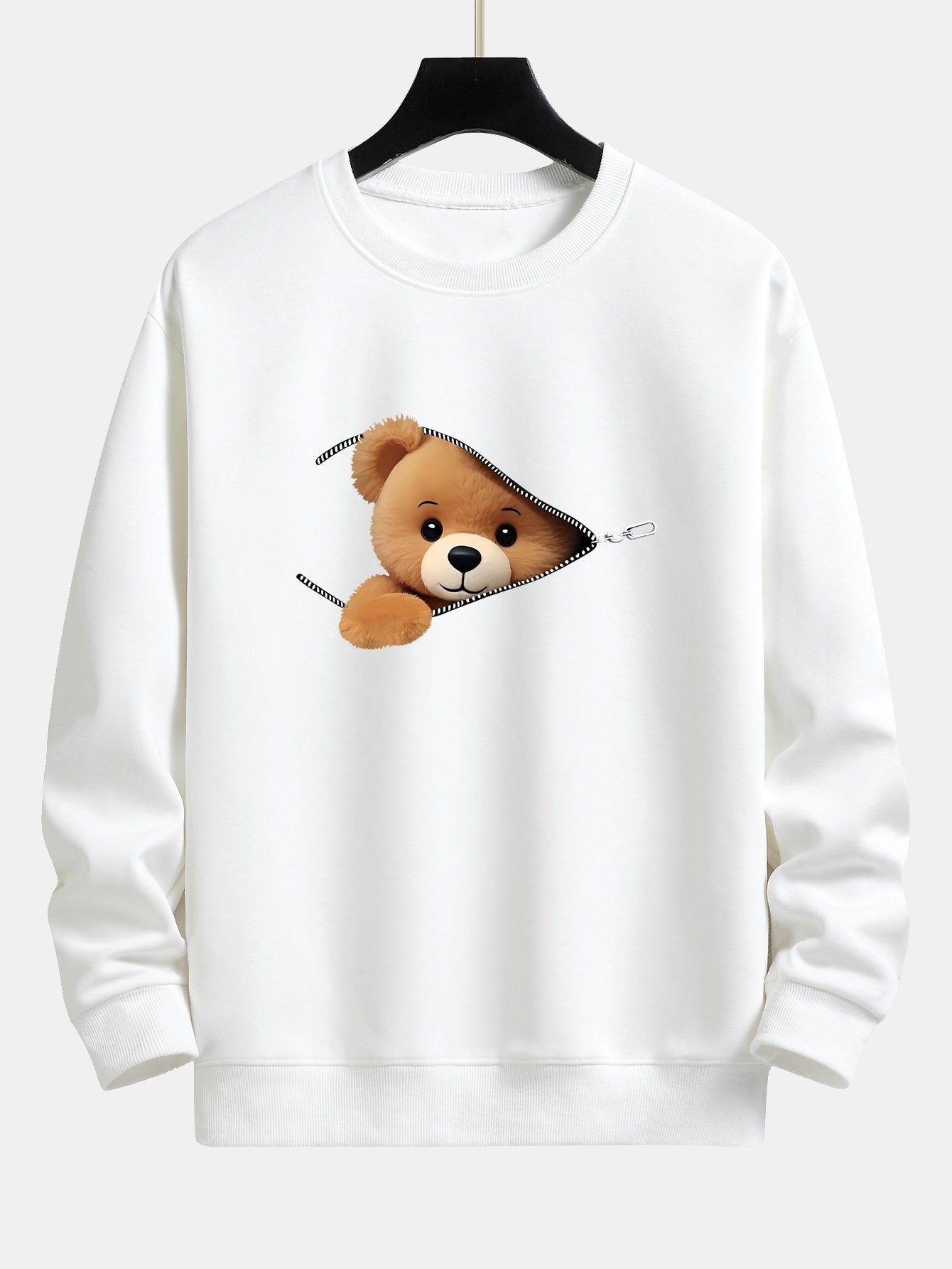 Zipper Bear Print Relax Fit Sweatshirt
