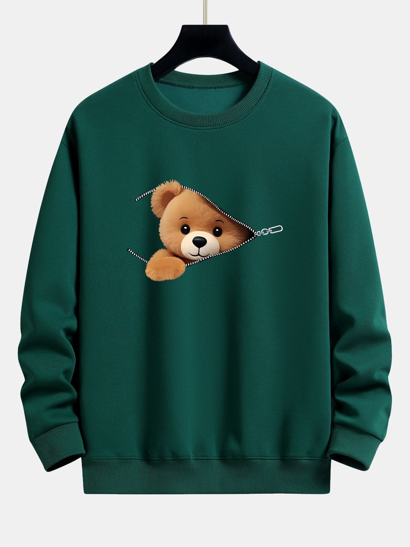 Zipper Bear Print Relax Fit Sweatshirt