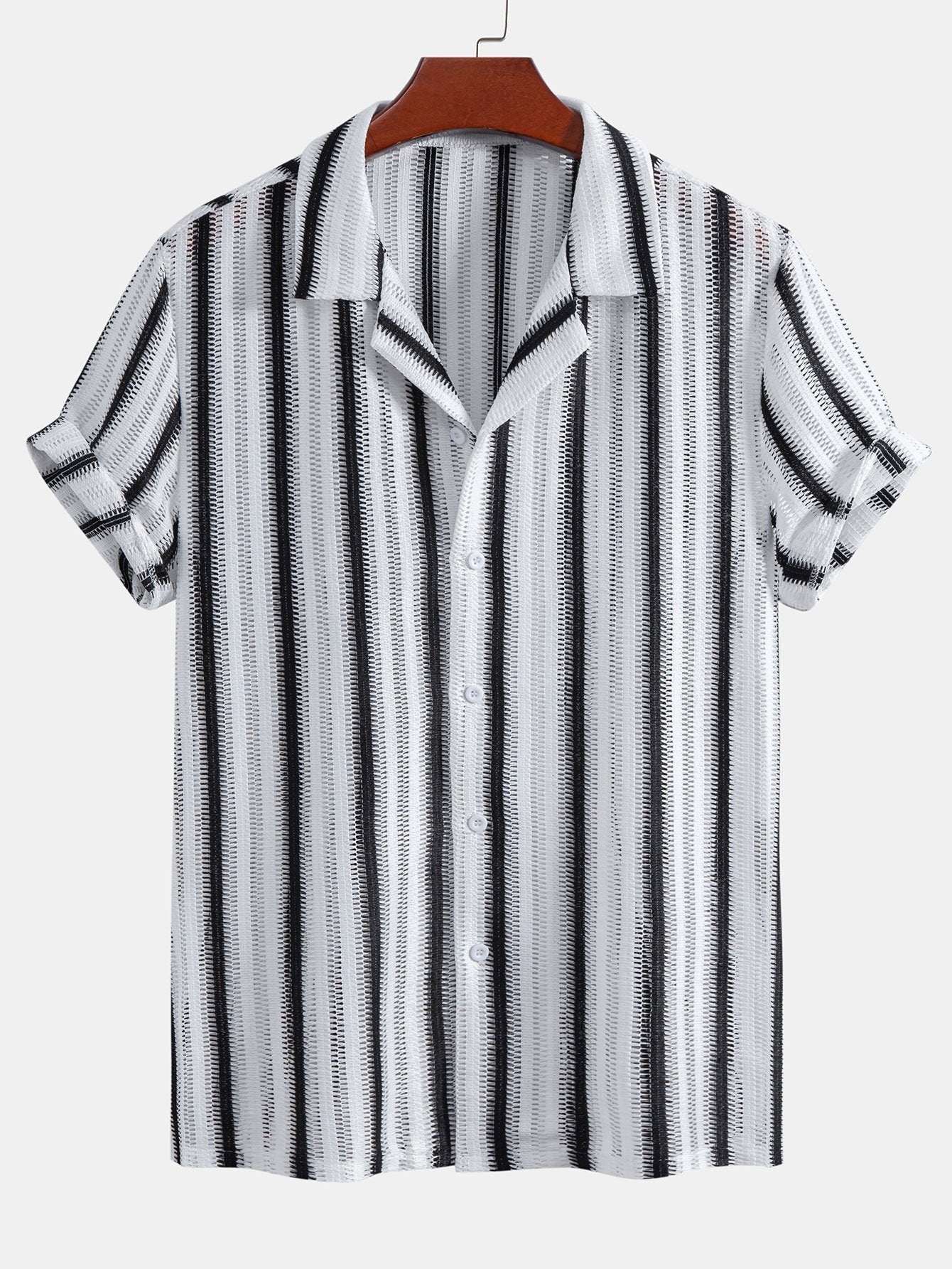 Striped Cutout Cuban Shirt