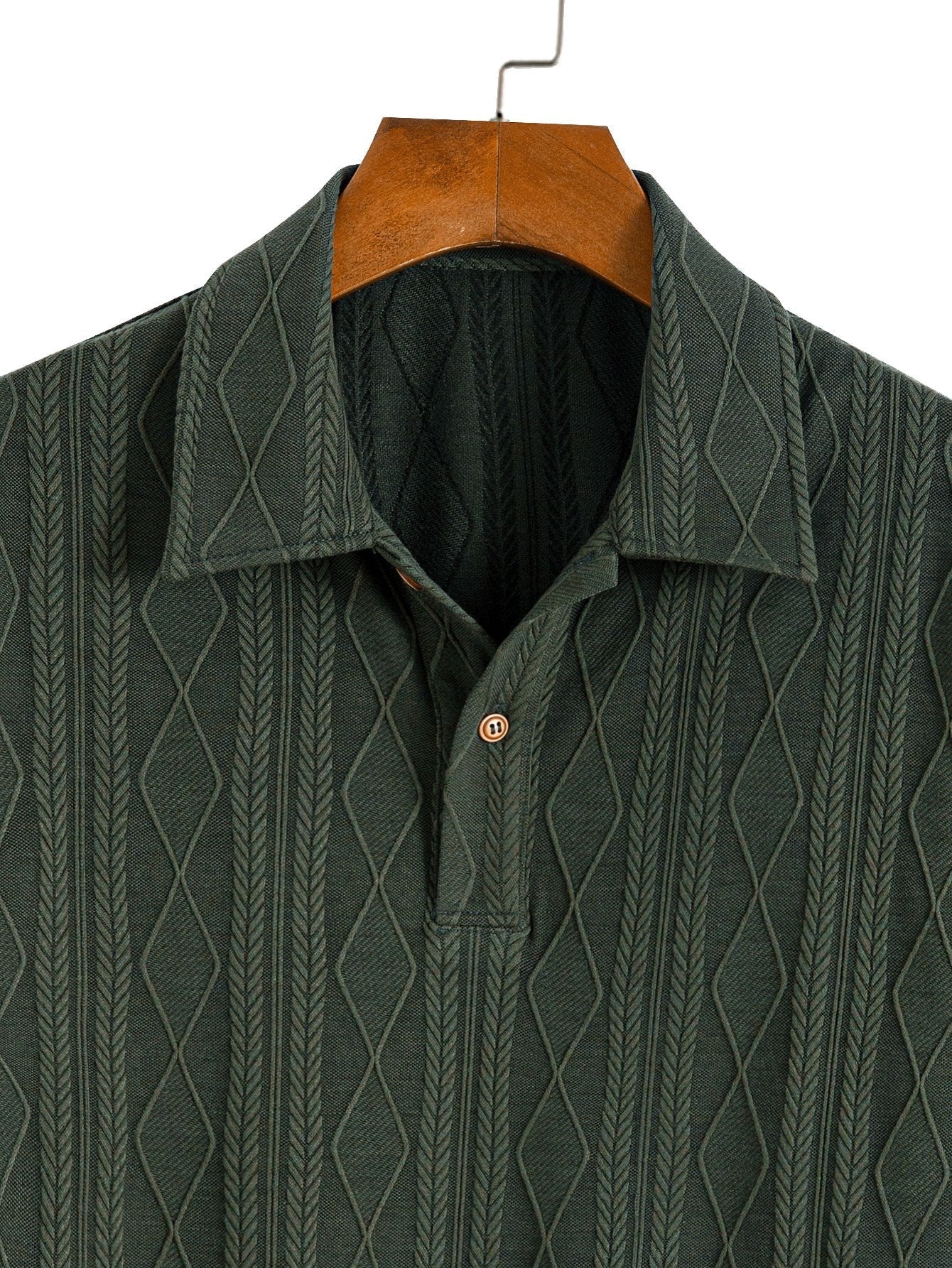 Knitted Geometric Rhombus Jacquard Polo