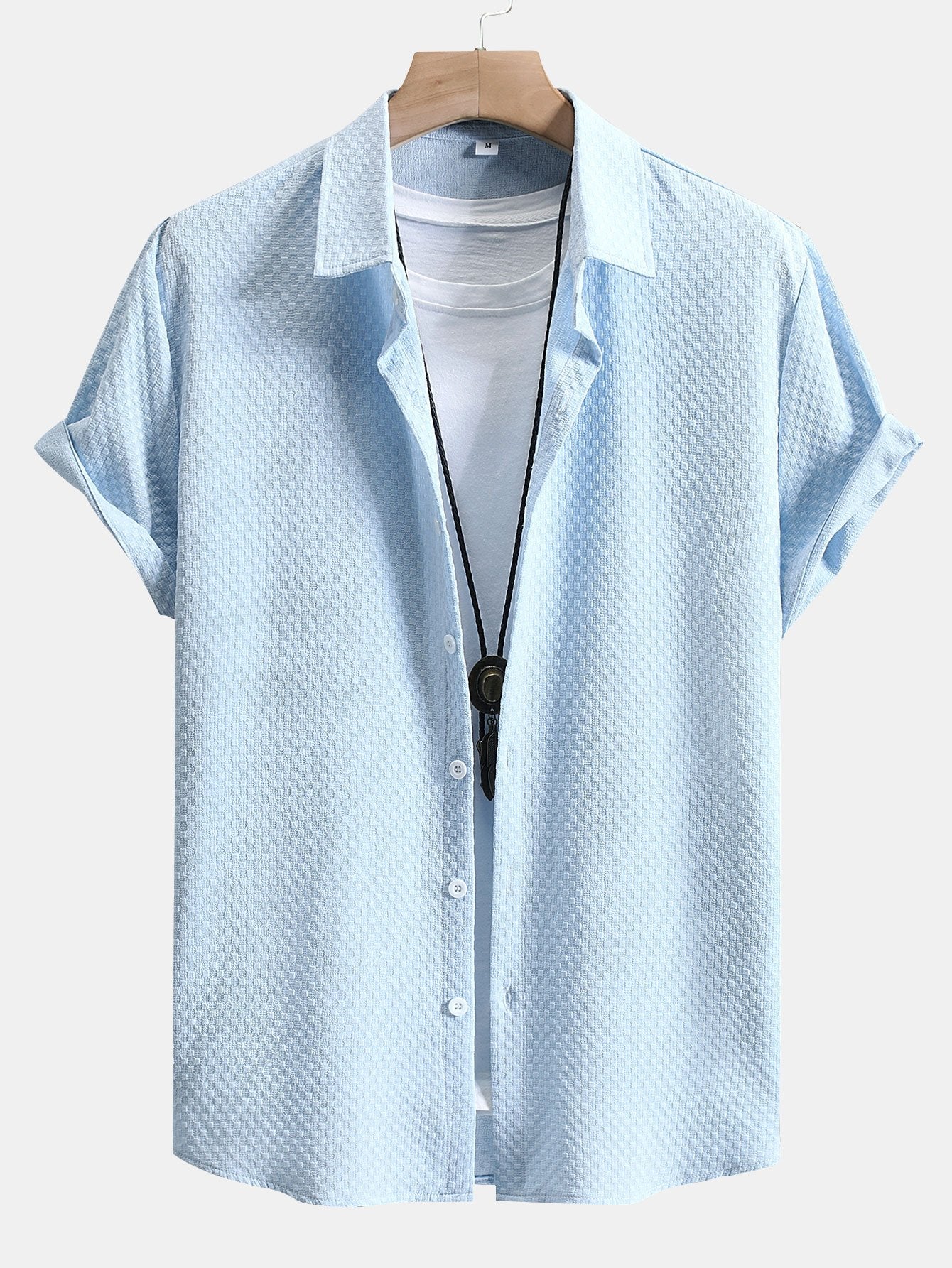 Checkerboard Jacquard Button Up Shirt