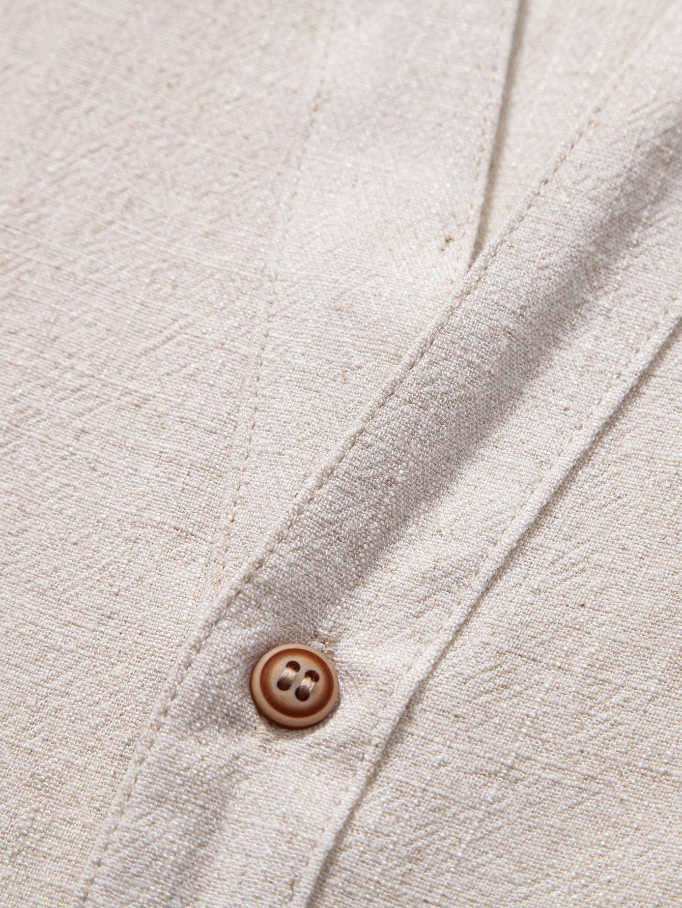 V Neck Linen Rayon Blend Shirt & Straight Leg Linen Pants