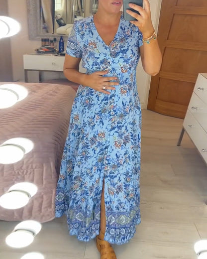 Floral print v-neck dress