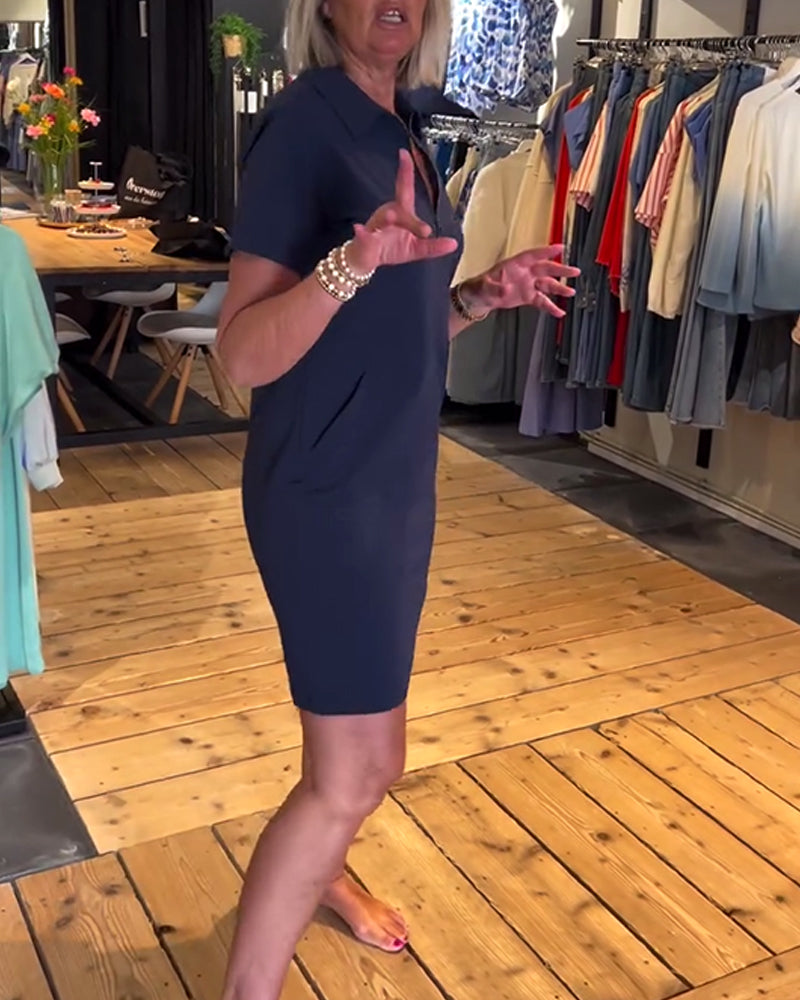Lapel Zipper Dress