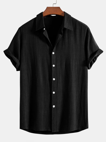 Linen Rayon Blend Button Up Shirt & Straight Leg Linen Pants