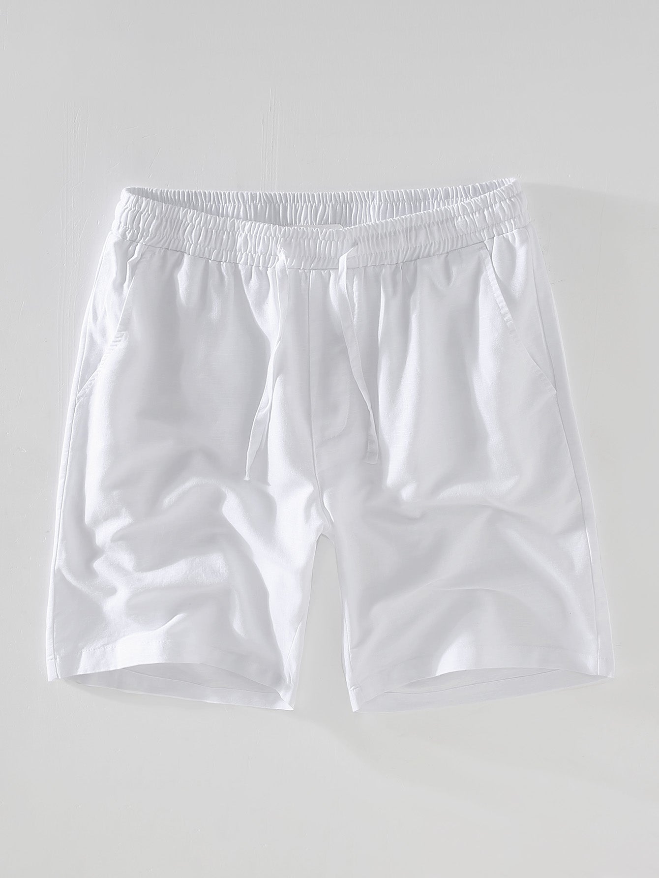 Geometric Jacquard Eyelet Cuban Shirt & Linen Drawstring Shorts