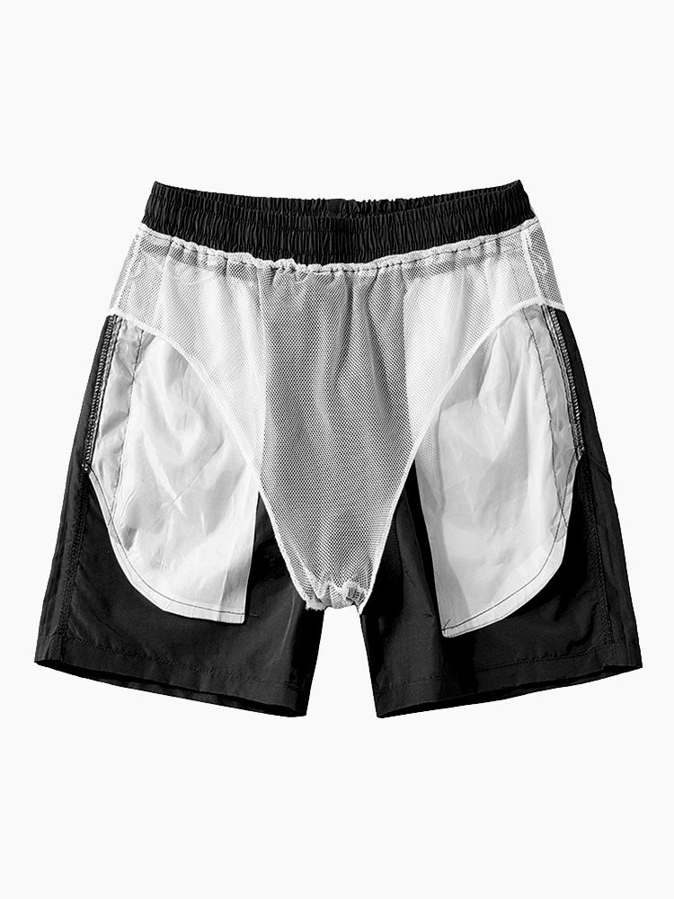 Ink Mountain Shirt & Man Mid Length Drawstring Swim Shorts
