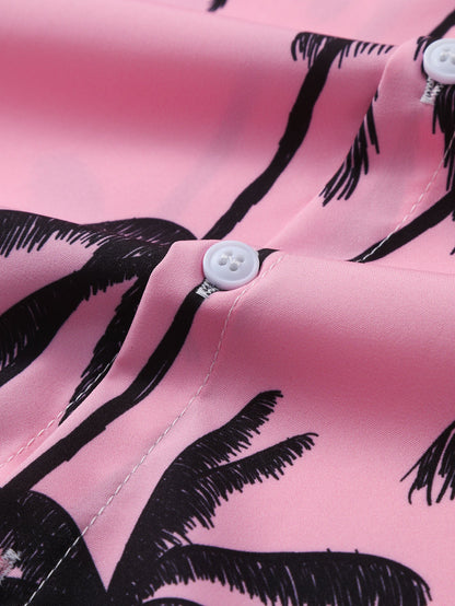 Palm Tree Print Button Up Shirt & Swim Shorts