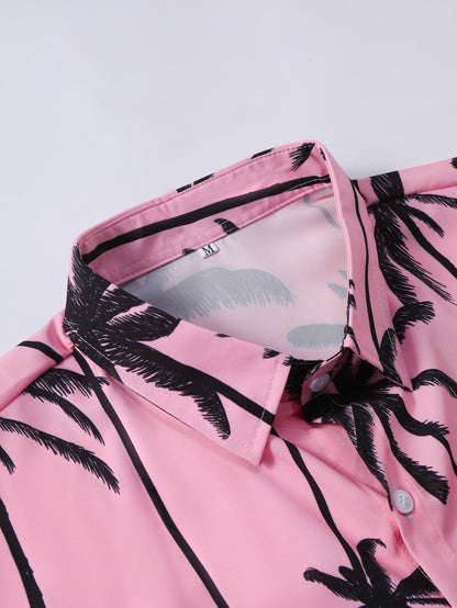 Palm Tree Print Button Up Shirt & Swim Shorts