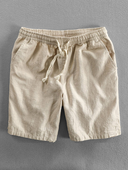 Geometric Jacquard Eyelet Cuban Shirt & Linen Cotton Blend Shorts