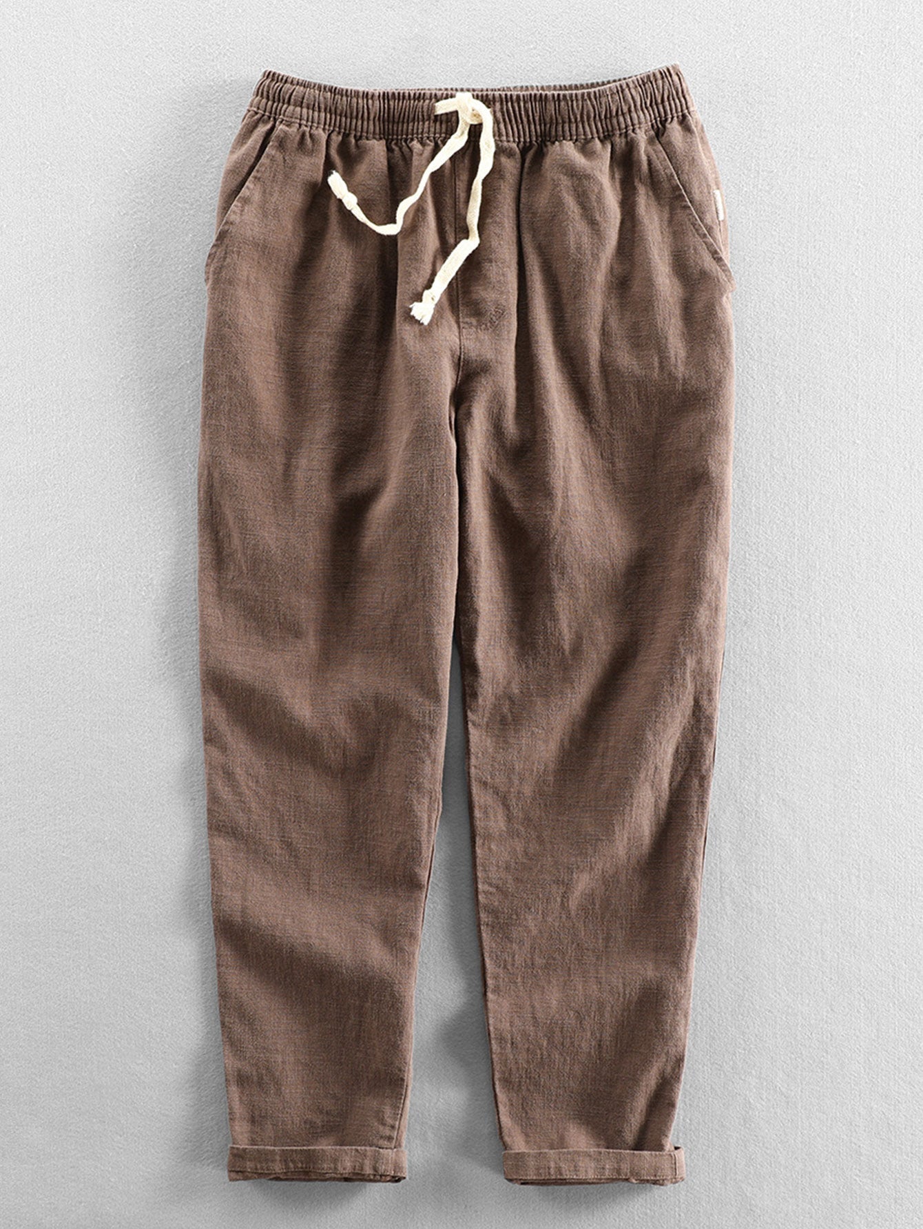 Geometric Jacquard Eyelet Cuban Shirt & Linen Cotton Blend Cropped Pants