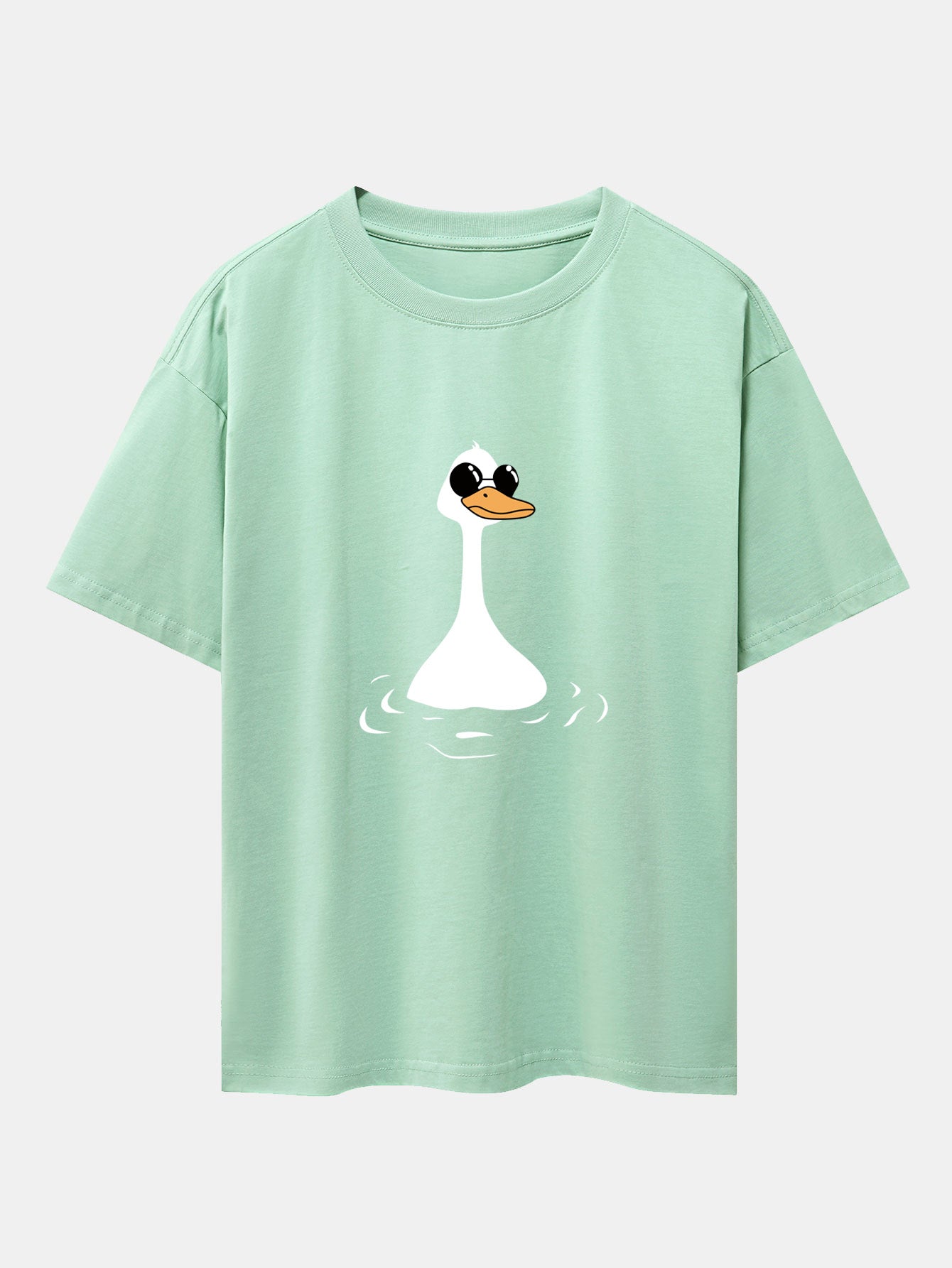 Sunglasses Goose Print Drop Shoulder Oversize T-Shirt
